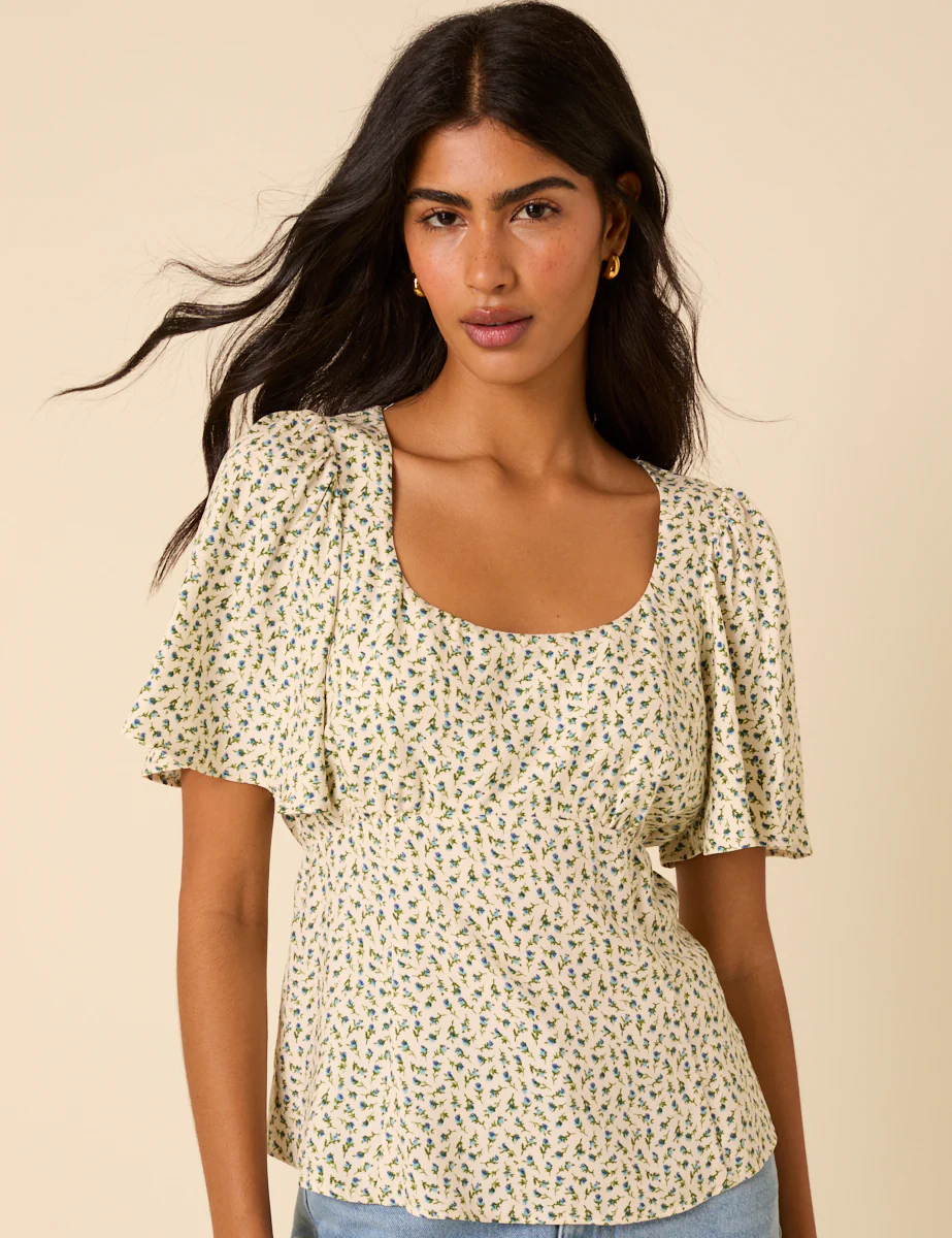 Cream Ditsy Floral Dee Dee Top - Image 4