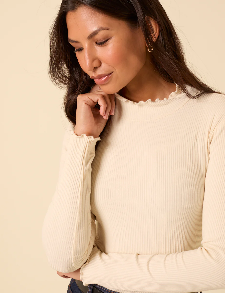 Cream Funnel Neck Lizzie Top - Image 4