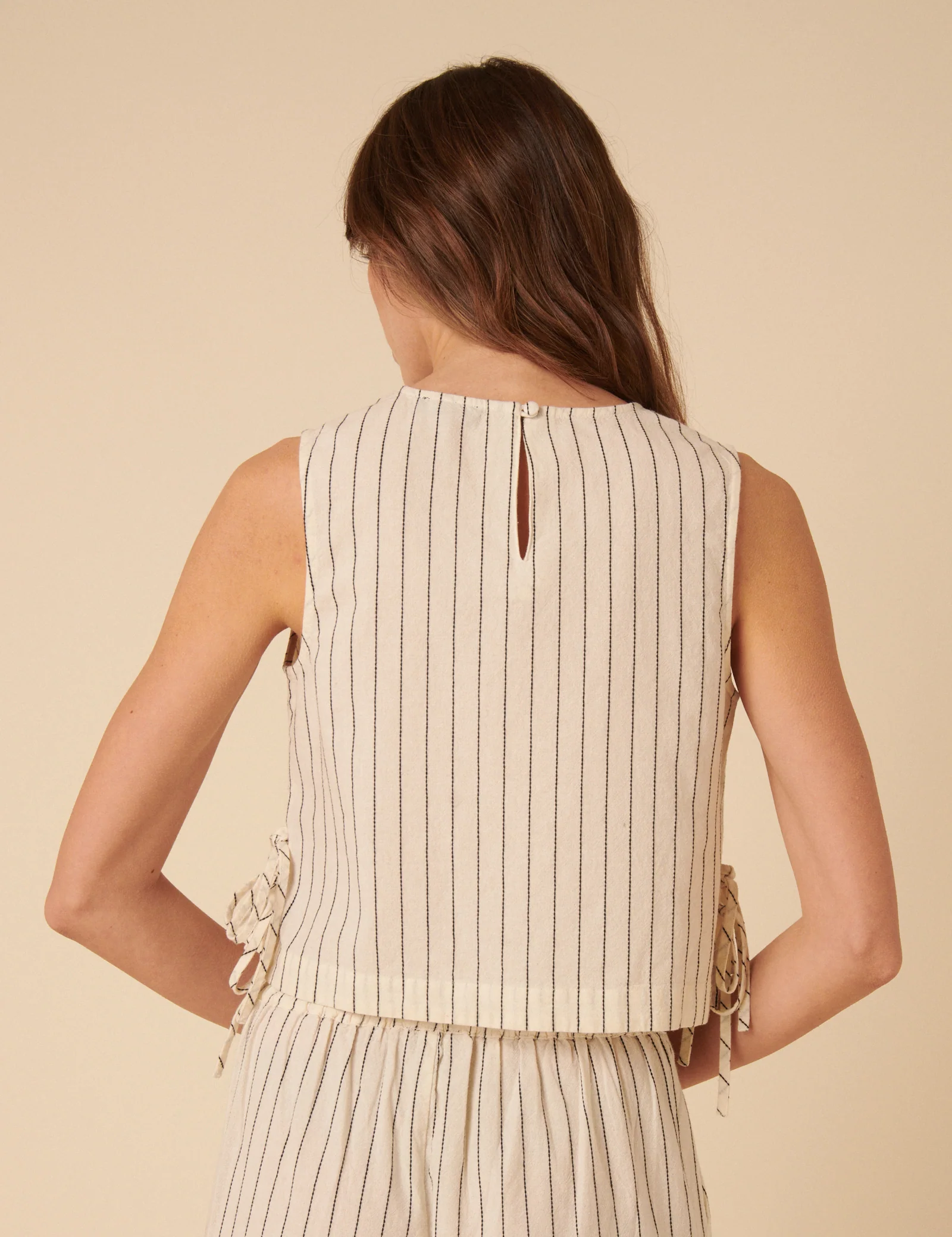 Cream Pinstripe Swing Top - Image 5