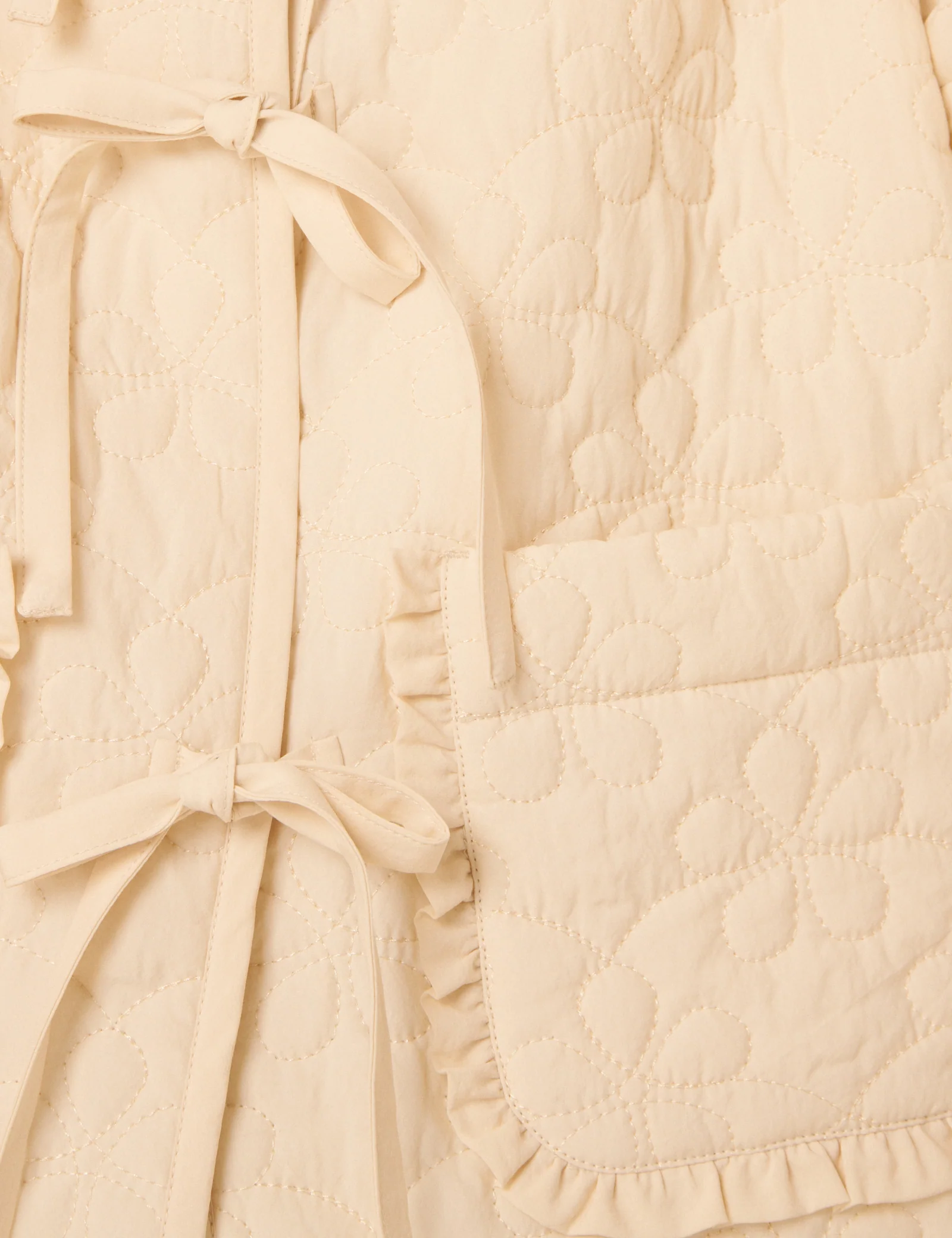 Cream Tie-Front Quilted Jacket - Image 3