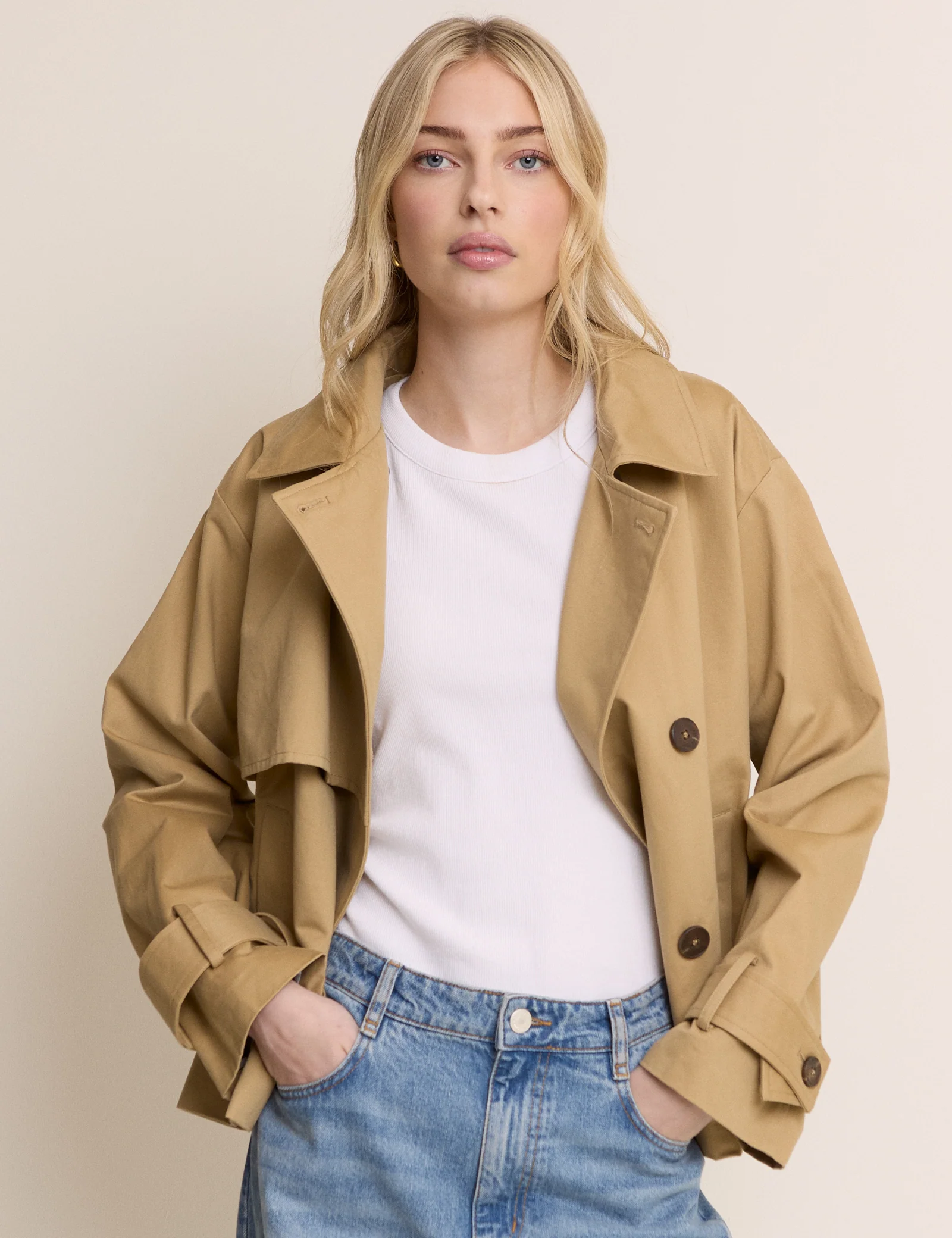 Camel Tie Trench Jacket - Image 2