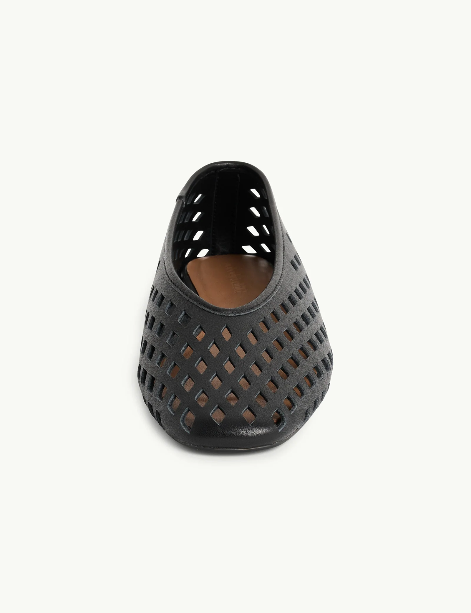 Black Leather Cut Out Ballet Flats - Image 4