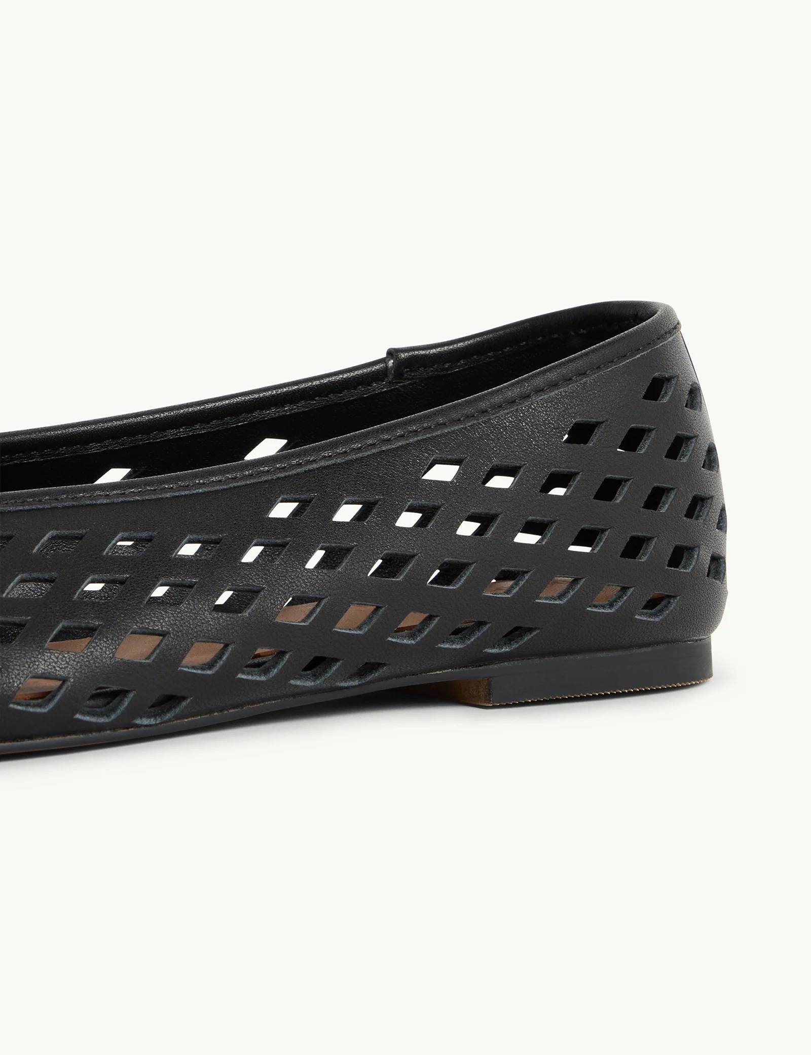 Black Leather Cut Out Ballet Flats - Image 5