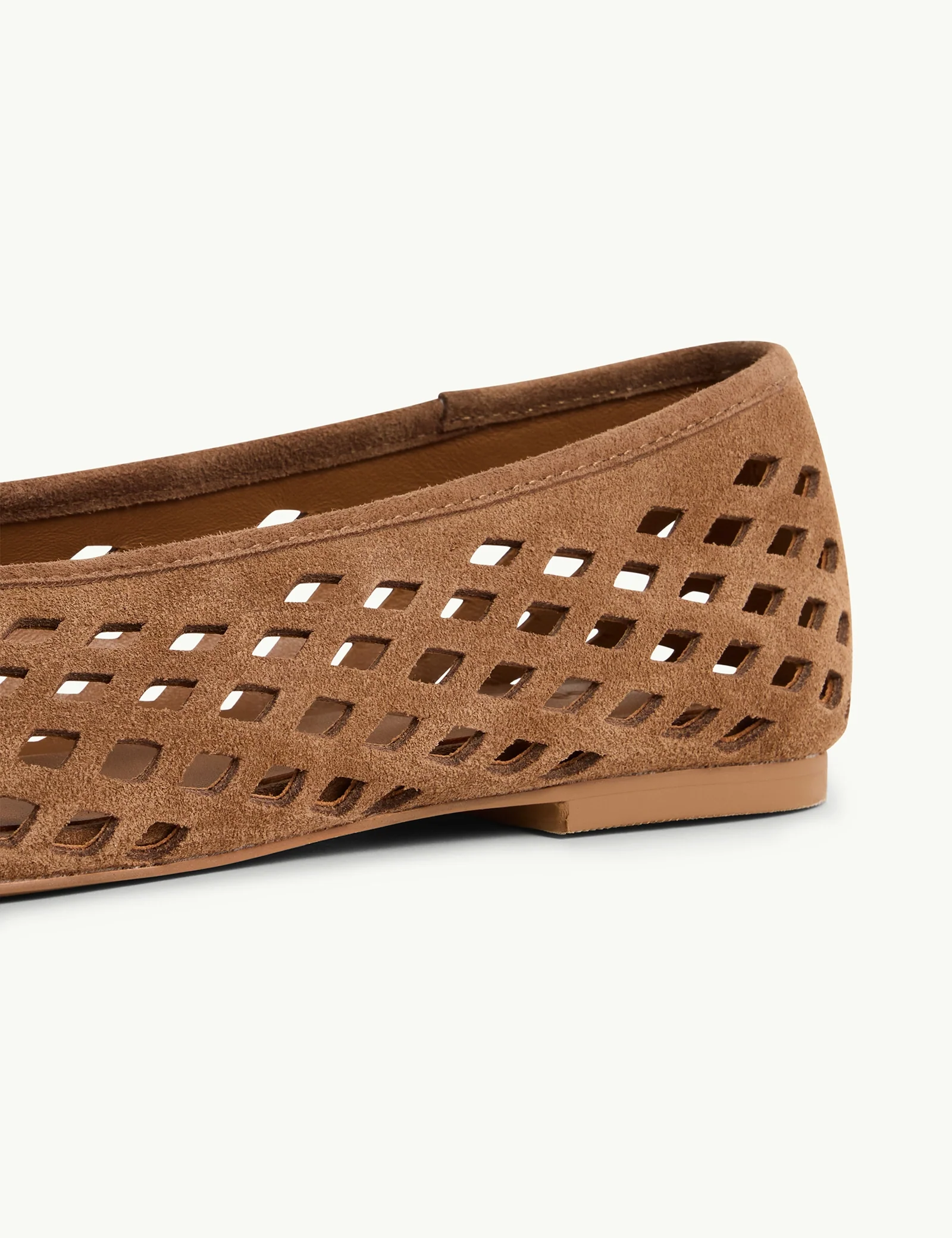 Brown Suede Cut Out Ballet Flats - Image 4