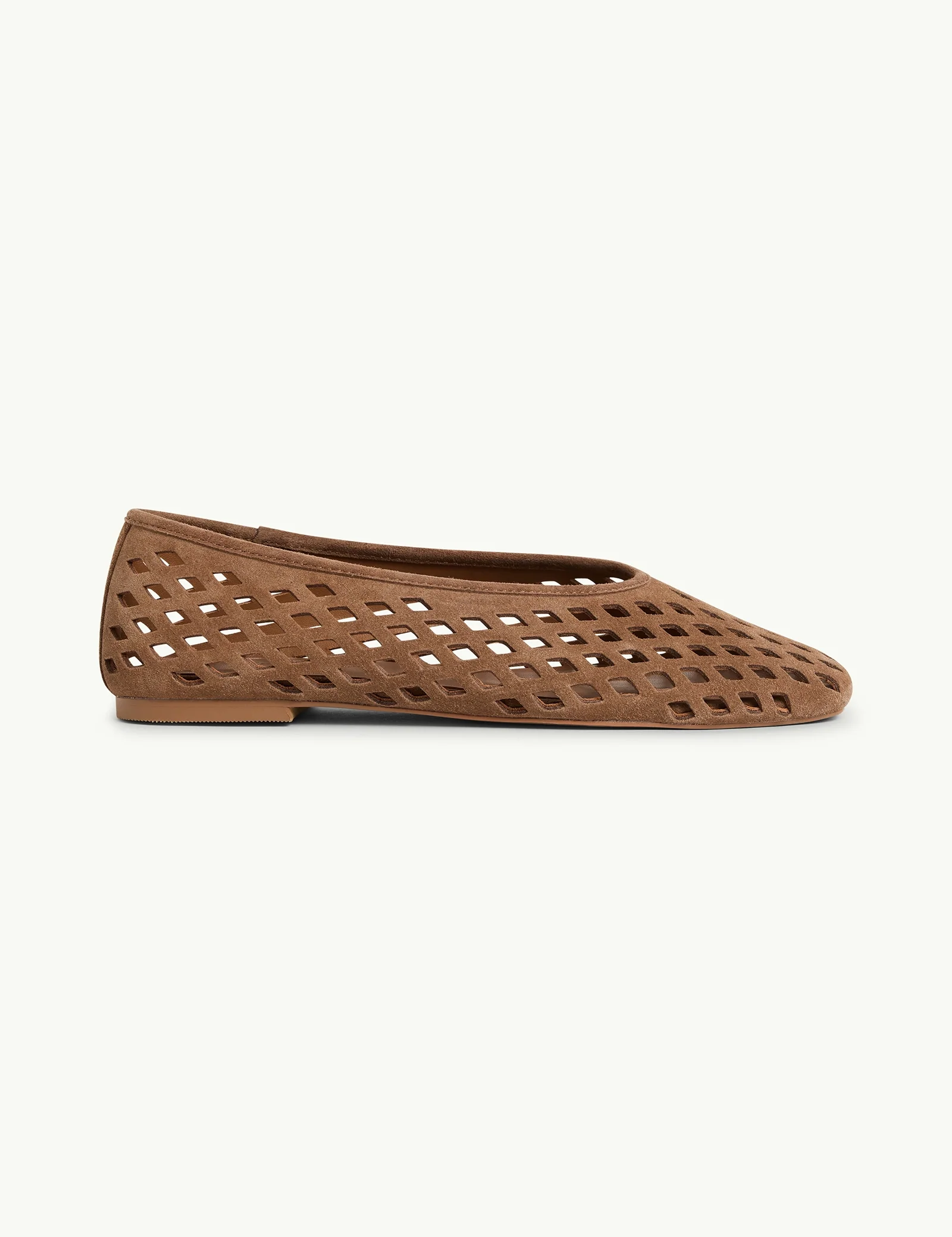 Brown Suede Cut Out Ballet Flats - Image 5