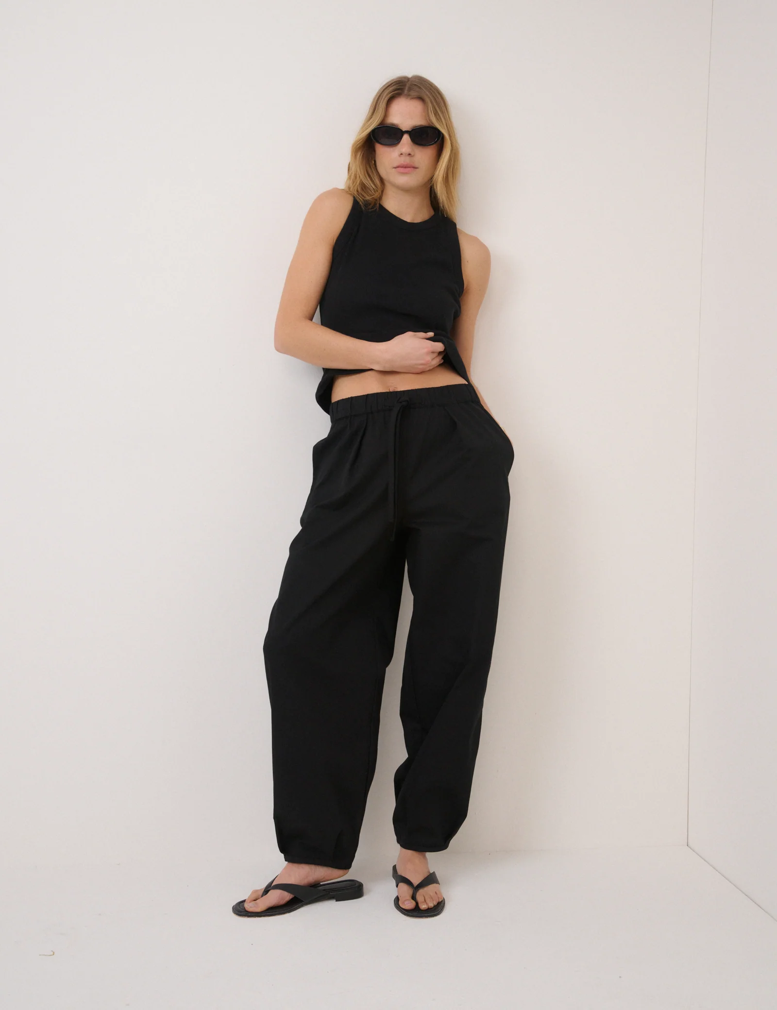 Black High Waisted Balloon Leg Trousers - Image 3