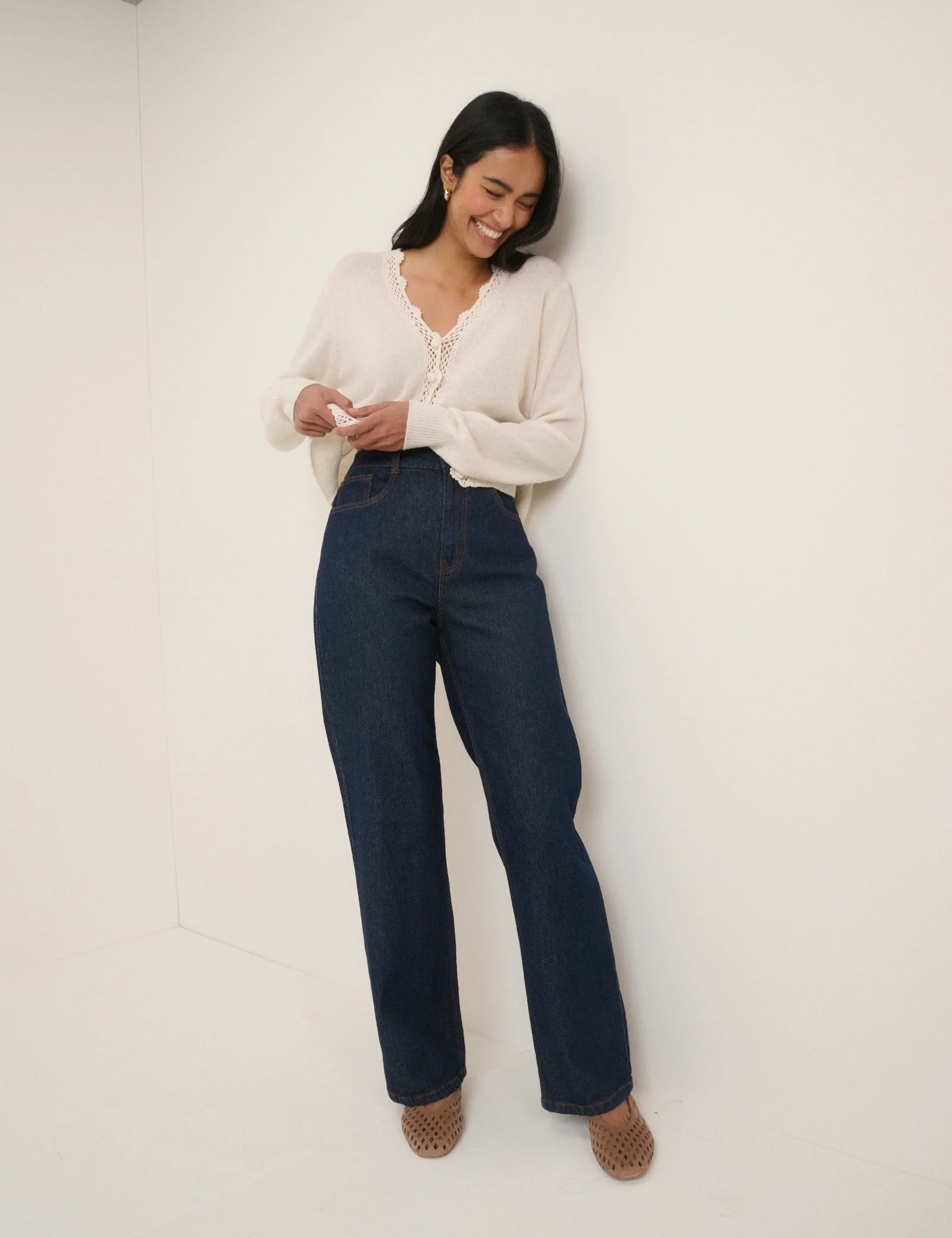 Dark Blue High Rise Kingston Straight Leg Jeans - Image 2