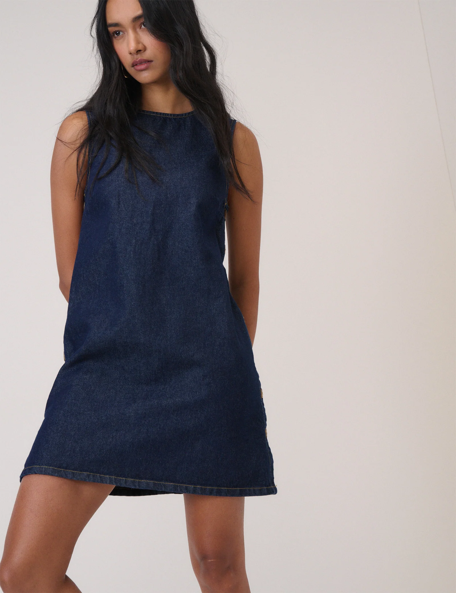 Dark Denim Izzie Pinafore Mini Dress - Image 3