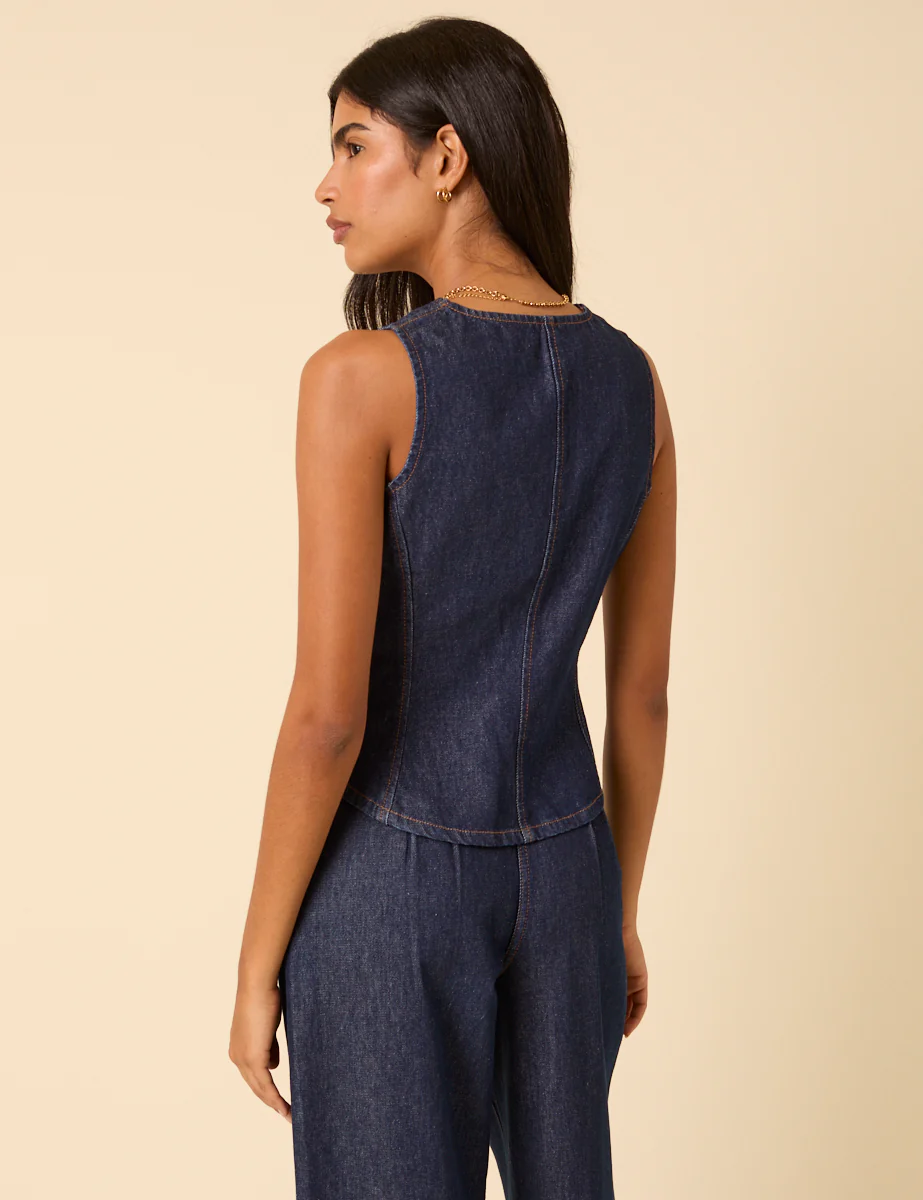 Dark Denim Waistcoat - Image 6