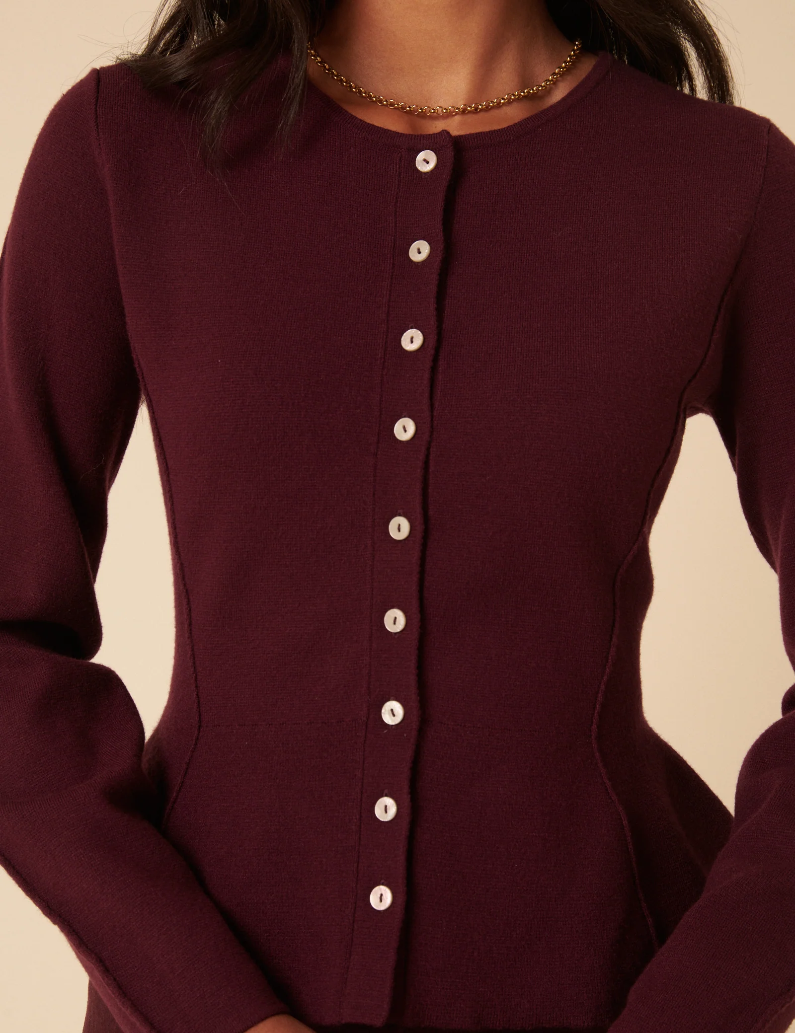Dark Purple Peplum Waisted Cardigan - Image 4