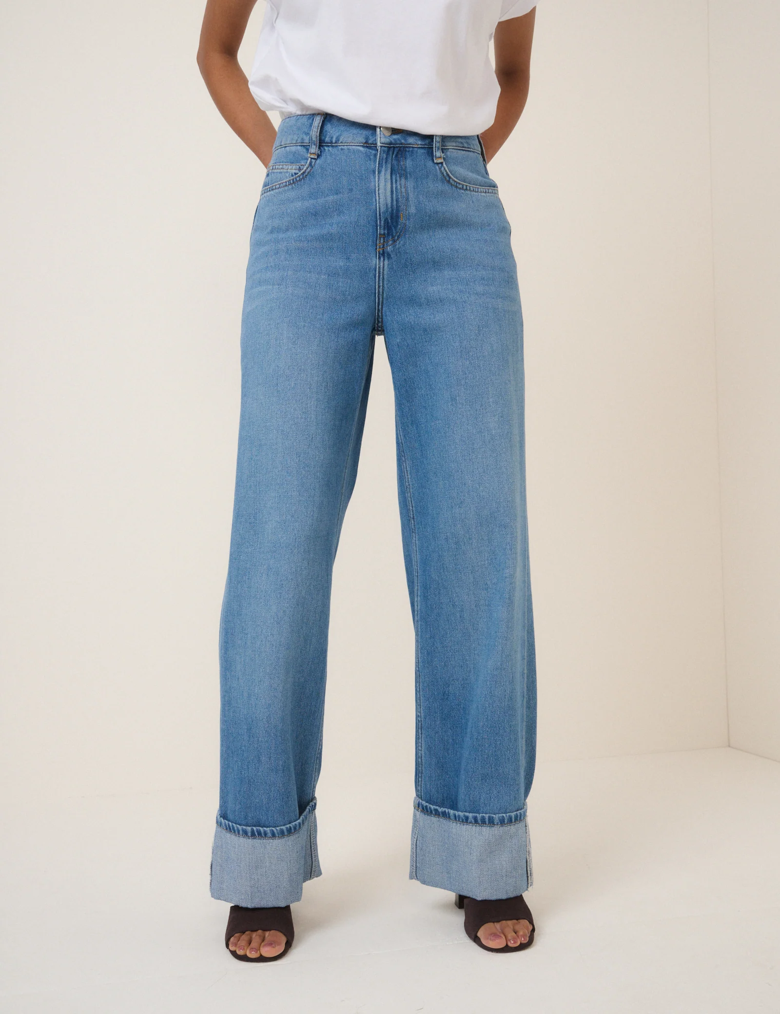 Blue High Rise Islington Turn Up Jeans - Image 2
