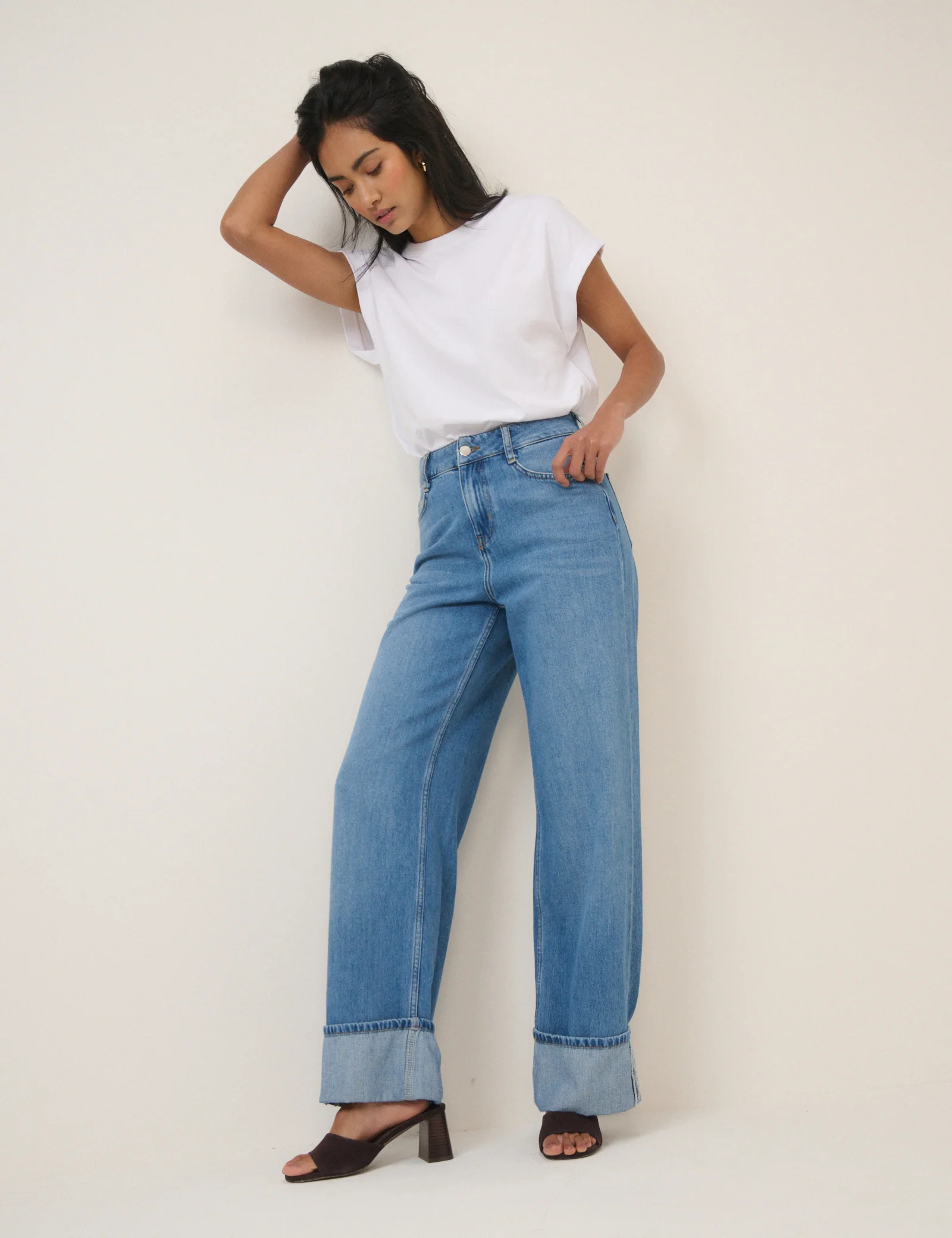 Blue High Rise Islington Turn Up Jeans - Image 3