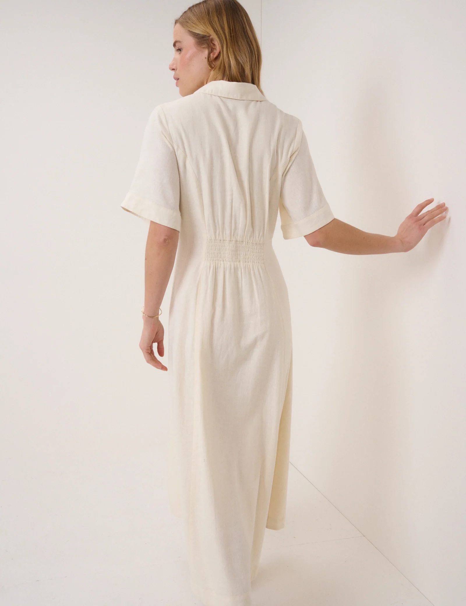 Cream Linen-Blend Dillon Shirt Dress - Image 6