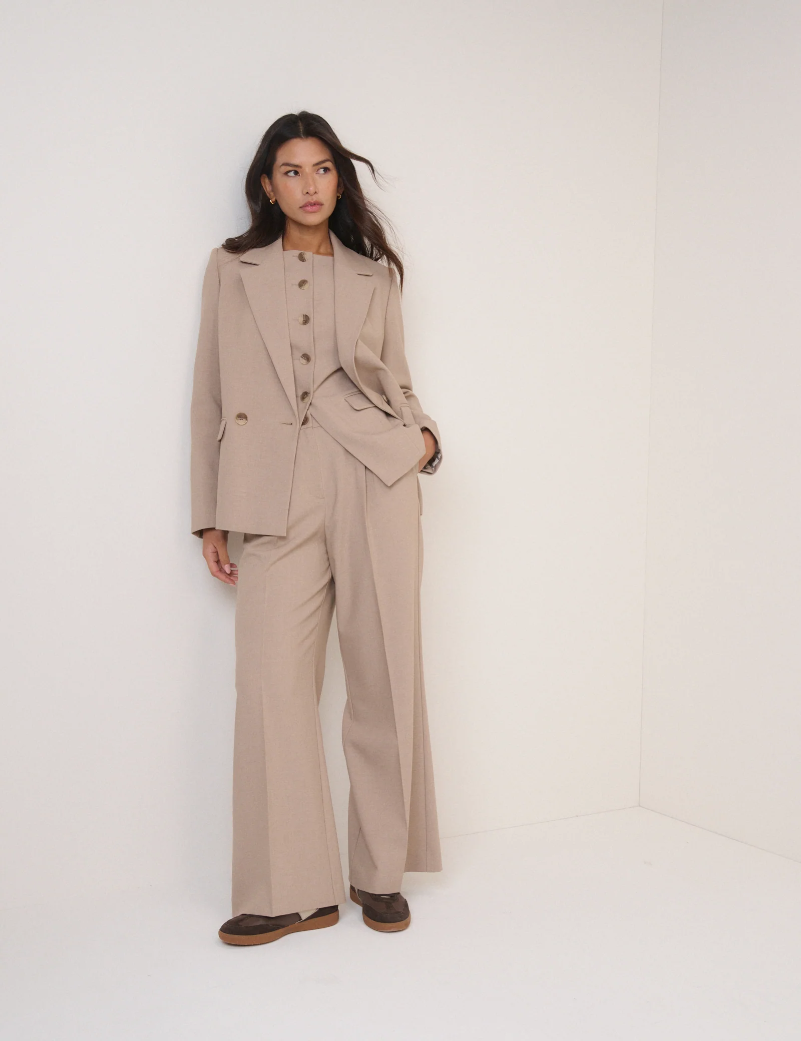Beige Double Breasted Blazer - Image 2