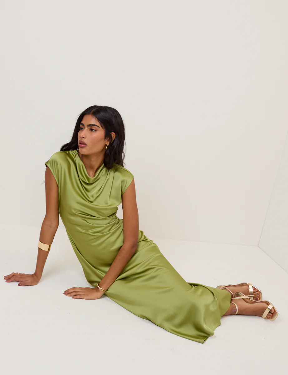 Green Cowl Neck Eden Maxi Dress - Image 3