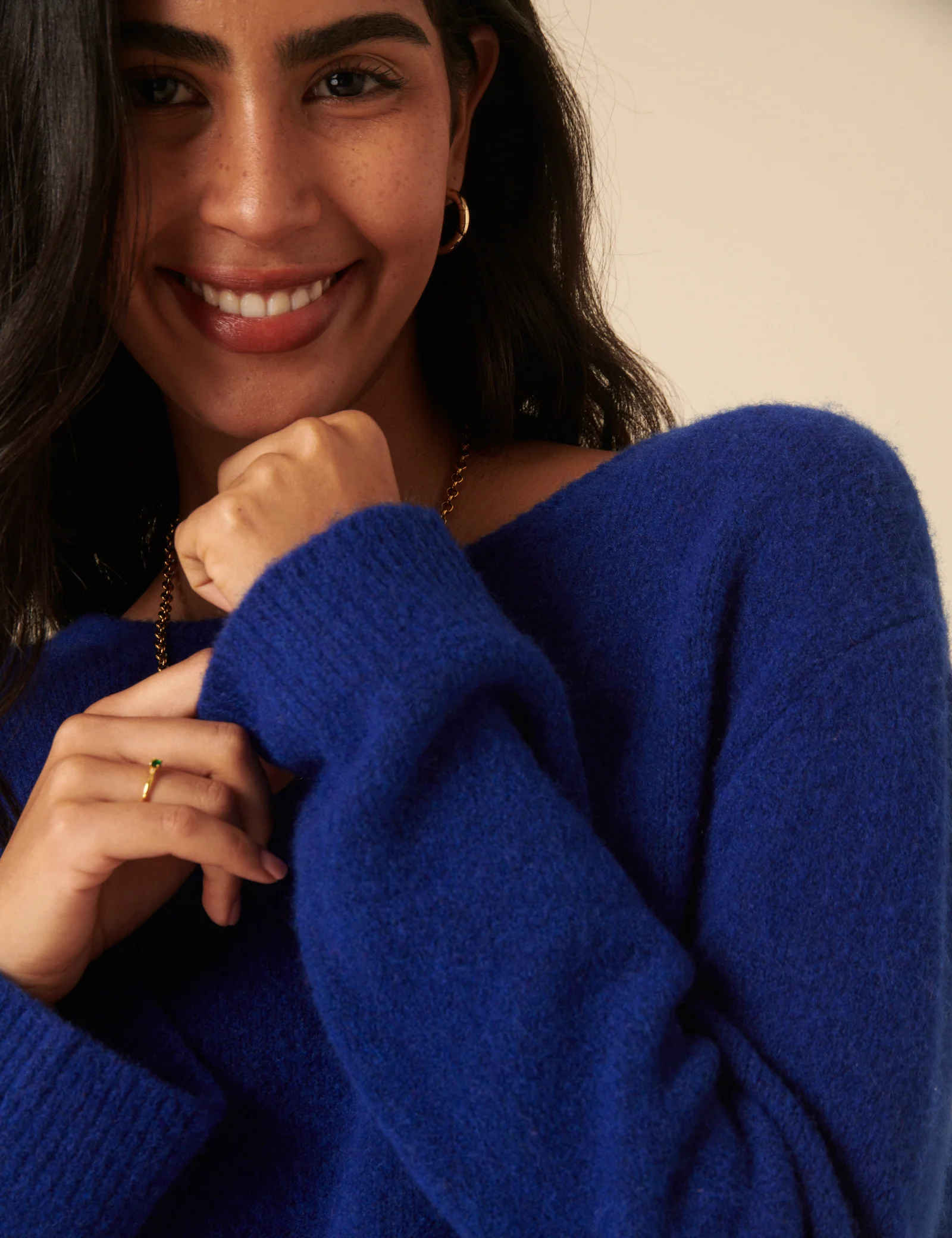 Blue Twist Back Knitted Jumper - Image 3