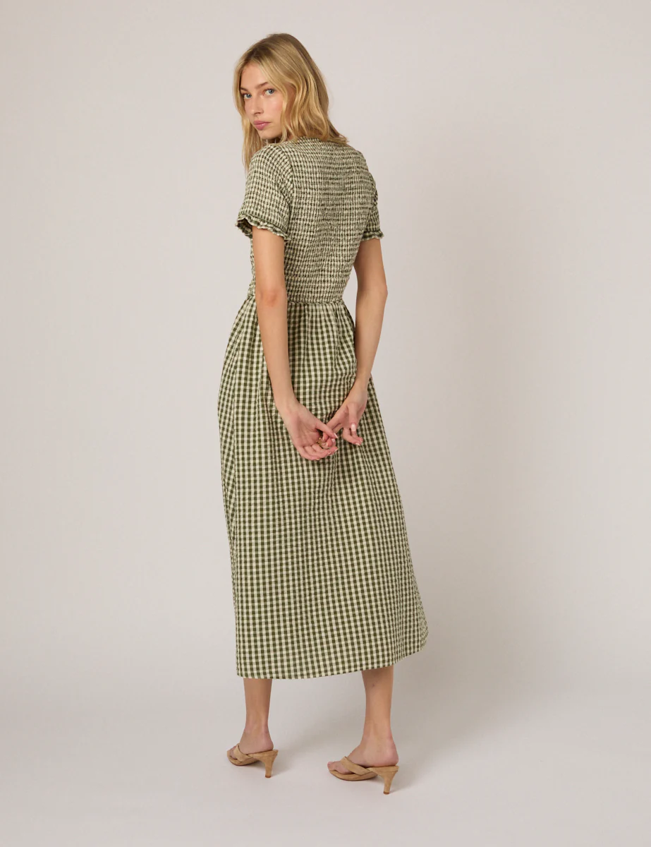 Green Gingham Eliza Midi Dress - Image 5