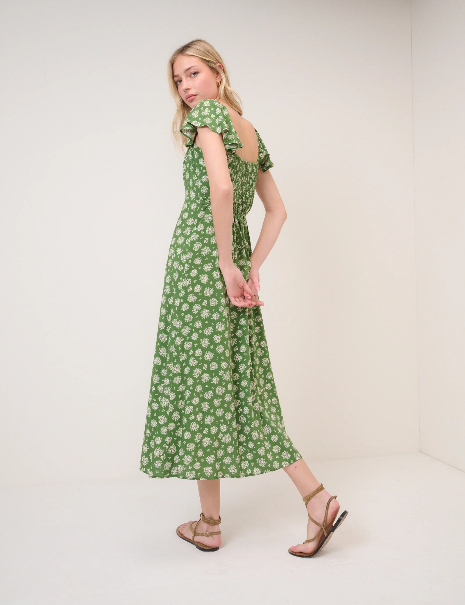 Green Floral Elsie Midi Dress - Image 5