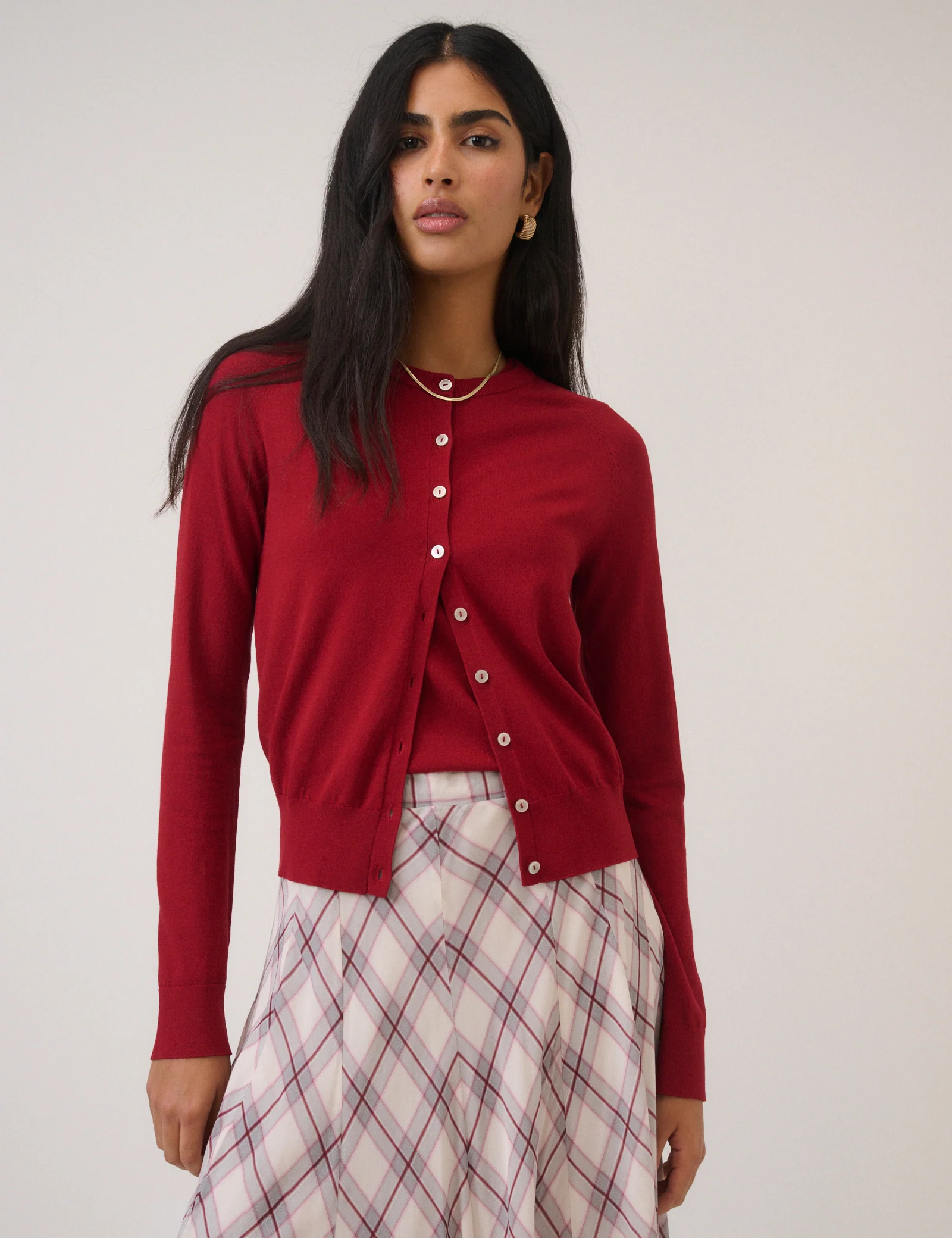 Red Crew Neck Cardigan - Image 4
