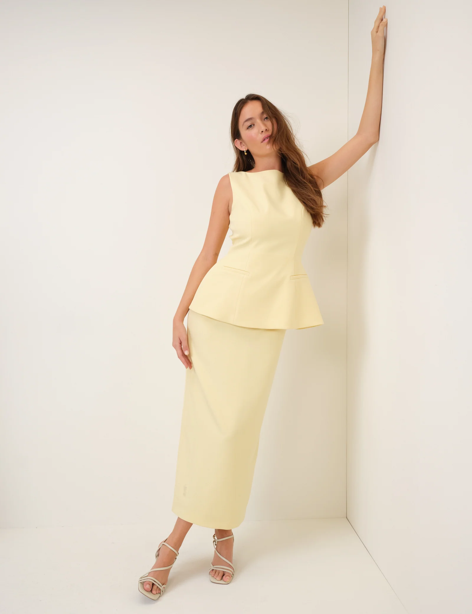 Butter Yellow Peplum Evah Maxi Dress - Image 2