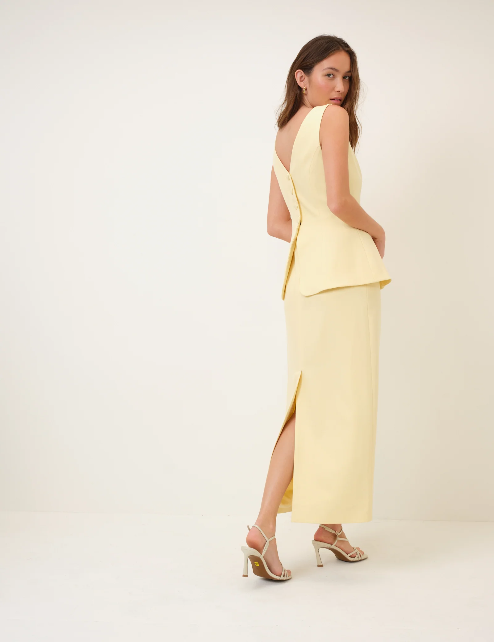 Butter Yellow Peplum Evah Maxi Dress - Image 3