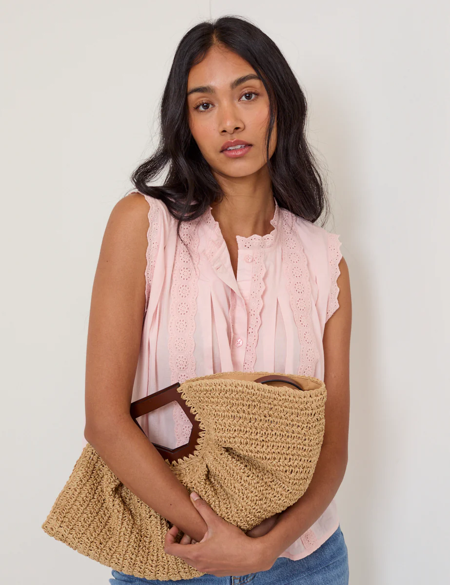 Light Pink Broderie Anglaise Trim Blouse - Image 4