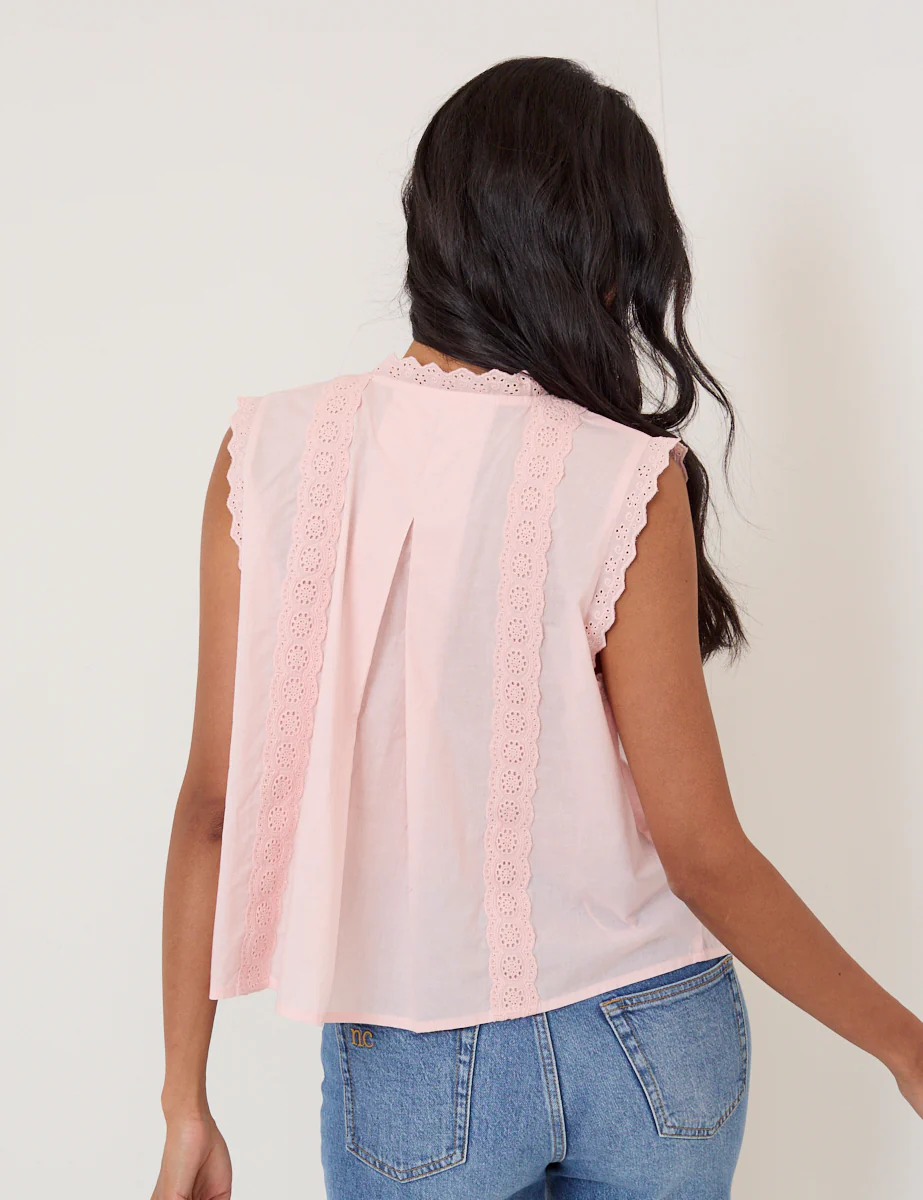 Light Pink Broderie Anglaise Trim Blouse - Image 5