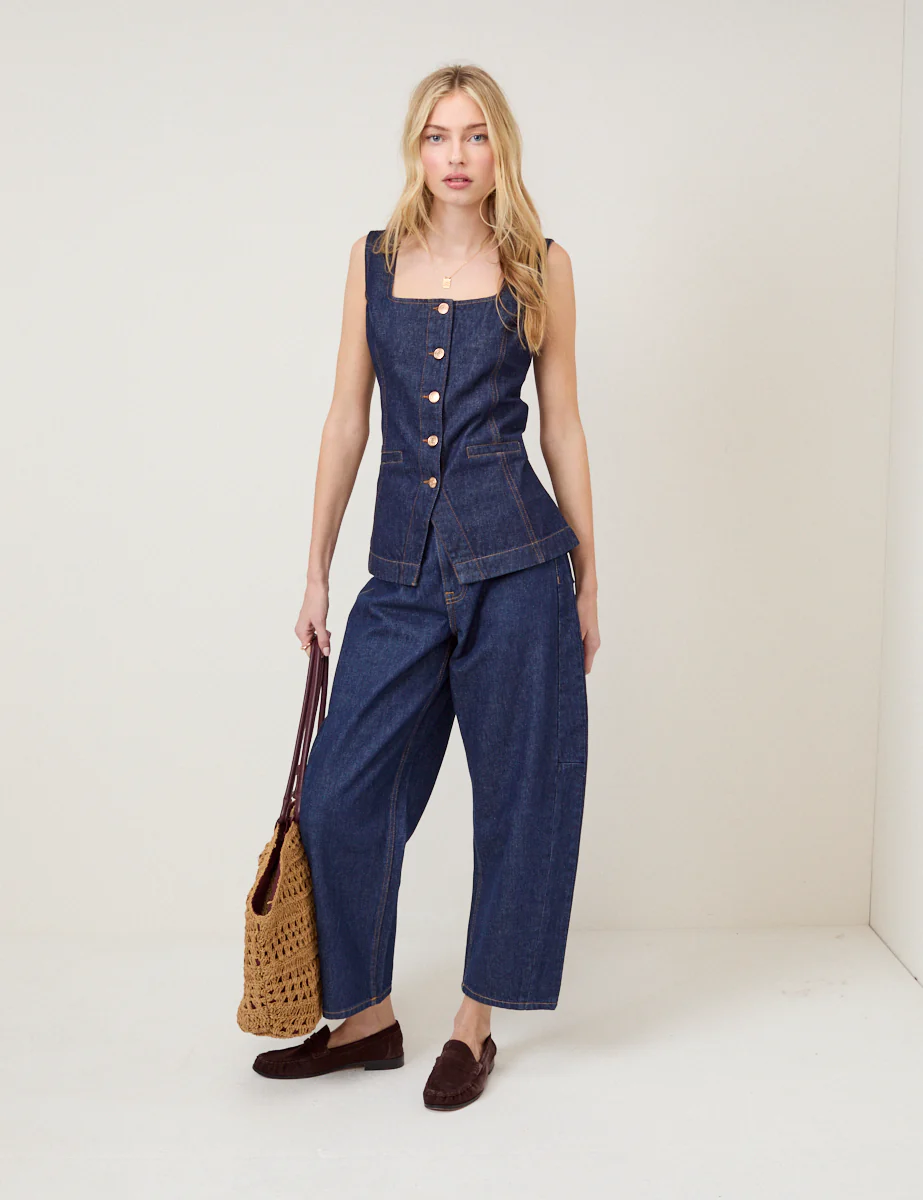 Dark Blue Denim Waistcoat - Image 2