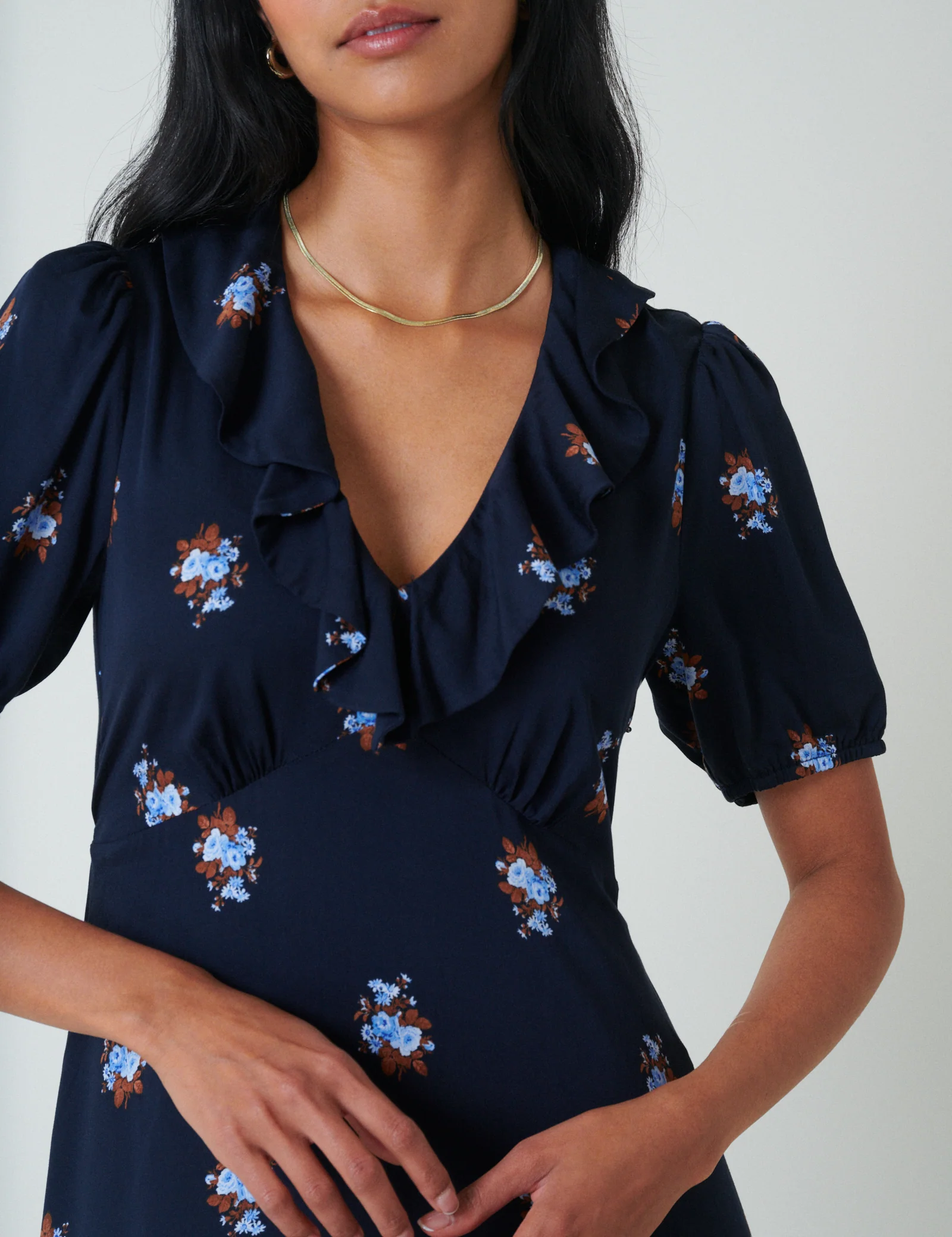 Navy Floral Fae Mini Dress - Image 2