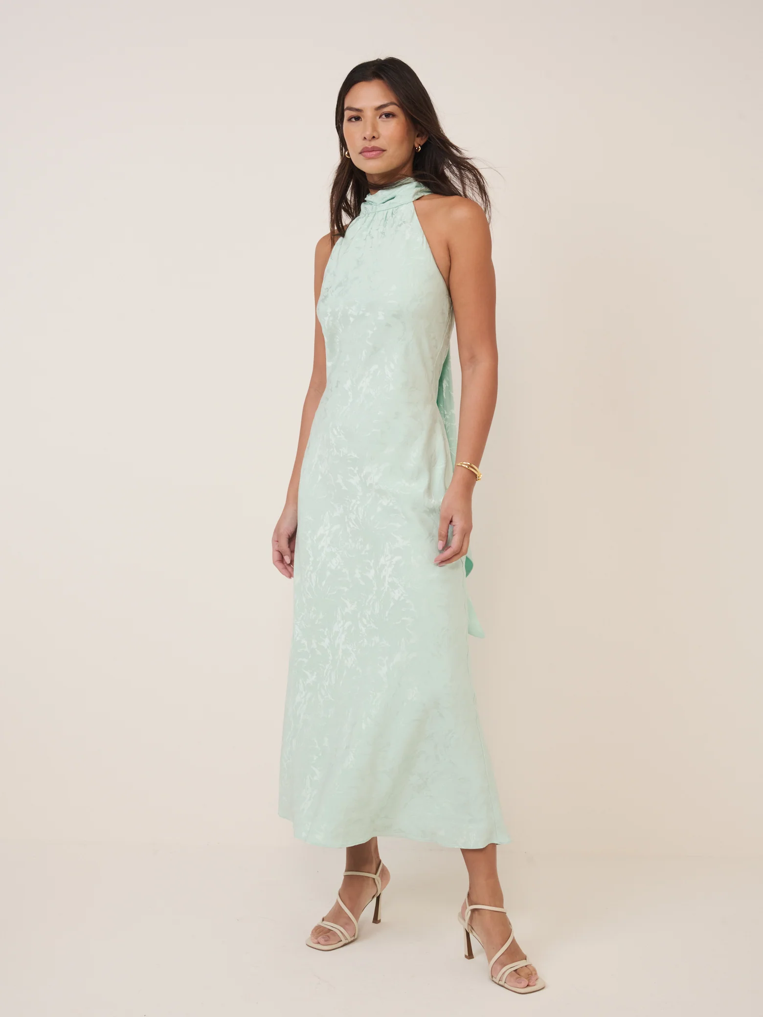 Mint Green Floral Jacquard Fifi Maxi Dress - Image 4
