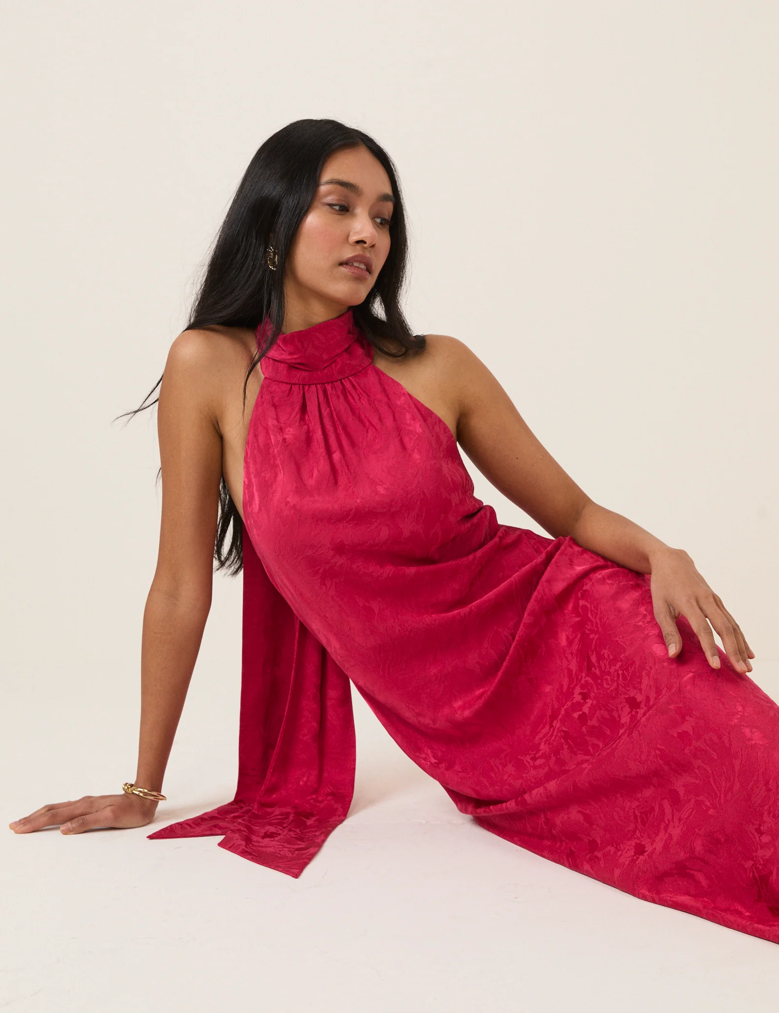 Pink Floral Jacquard Fifi Maxi Dress - Image 4