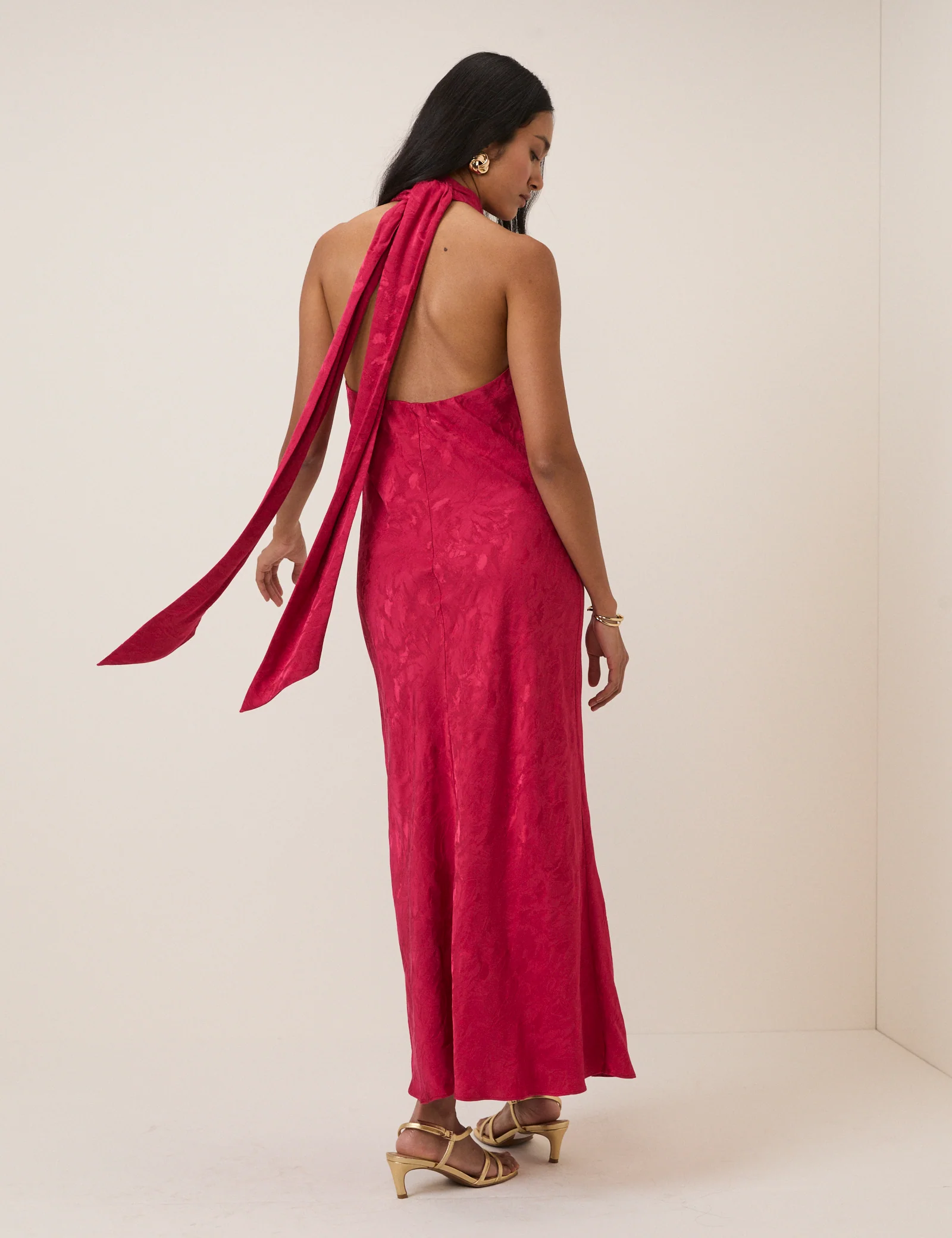 Pink Floral Jacquard Fifi Maxi Dress - Image 5