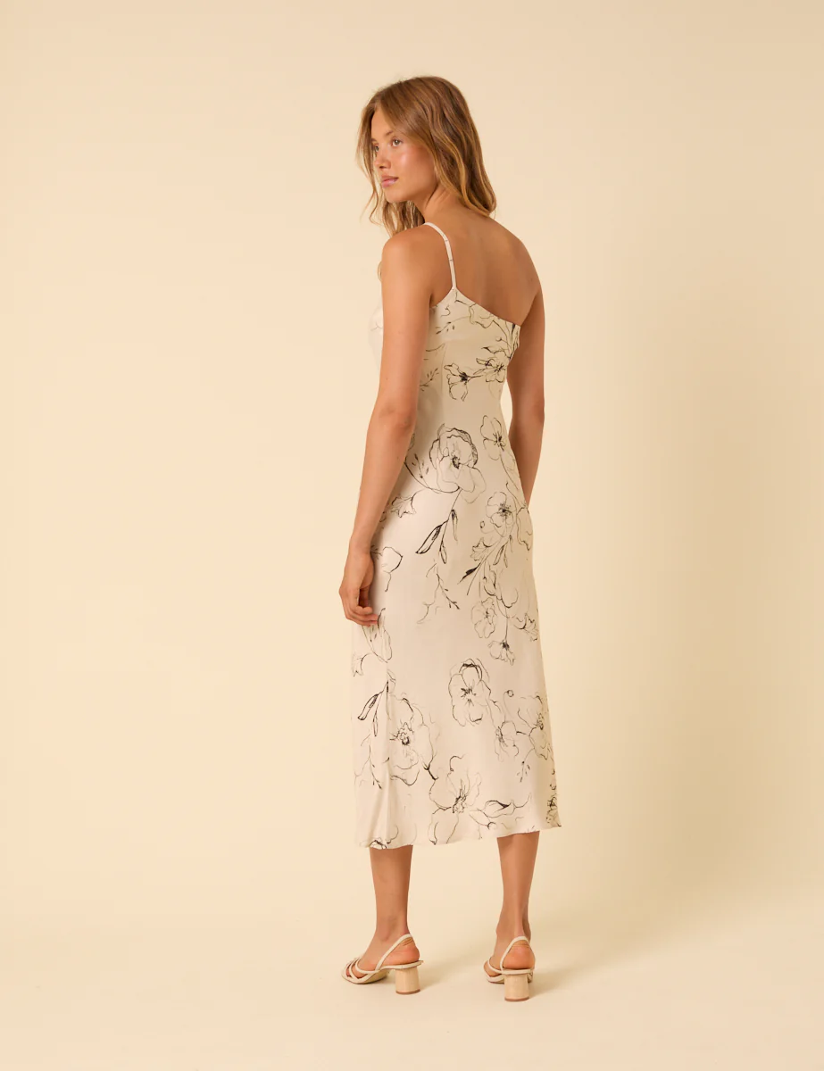 Floral Satin One Shoulder Ellis Midi Dress - Image 5