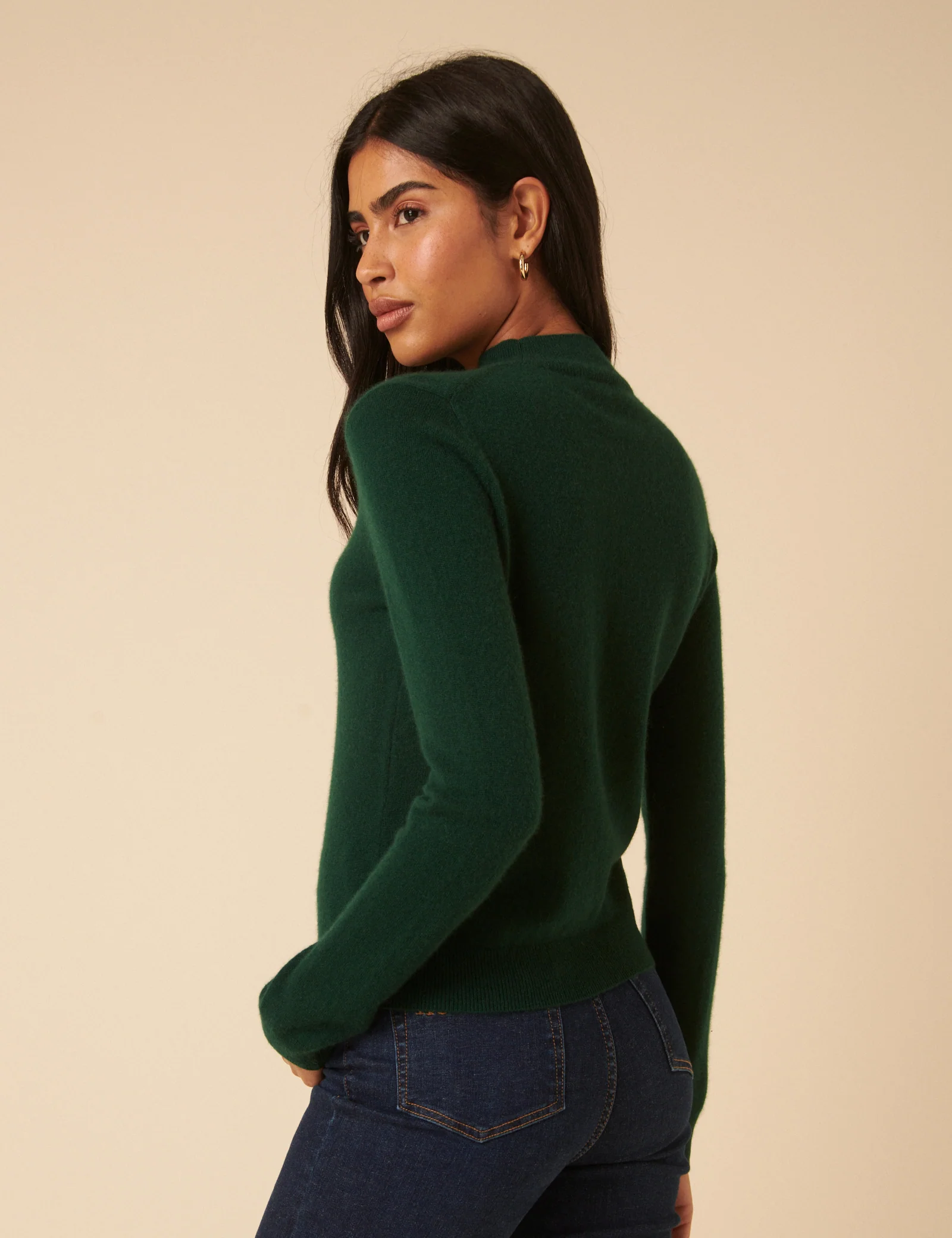 Forest Green Cashmere Funnel Neck Jumper - Image 4