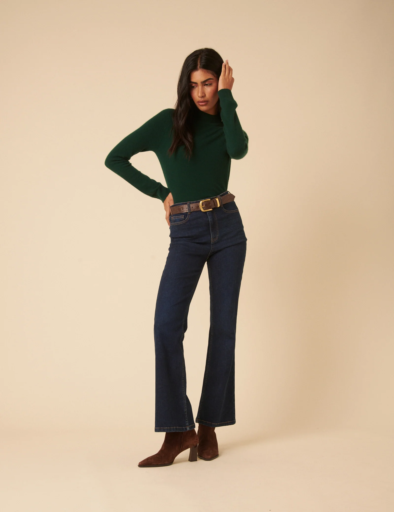 Forest Green Cashmere Funnel Neck Jumper - Image 5