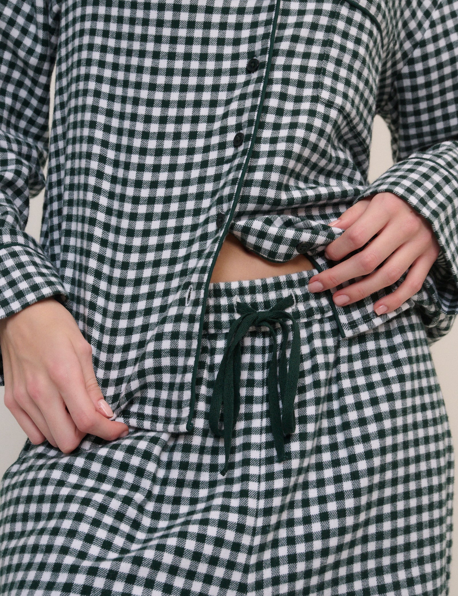 Forest Green Check Pyjama Trousers - Image 2