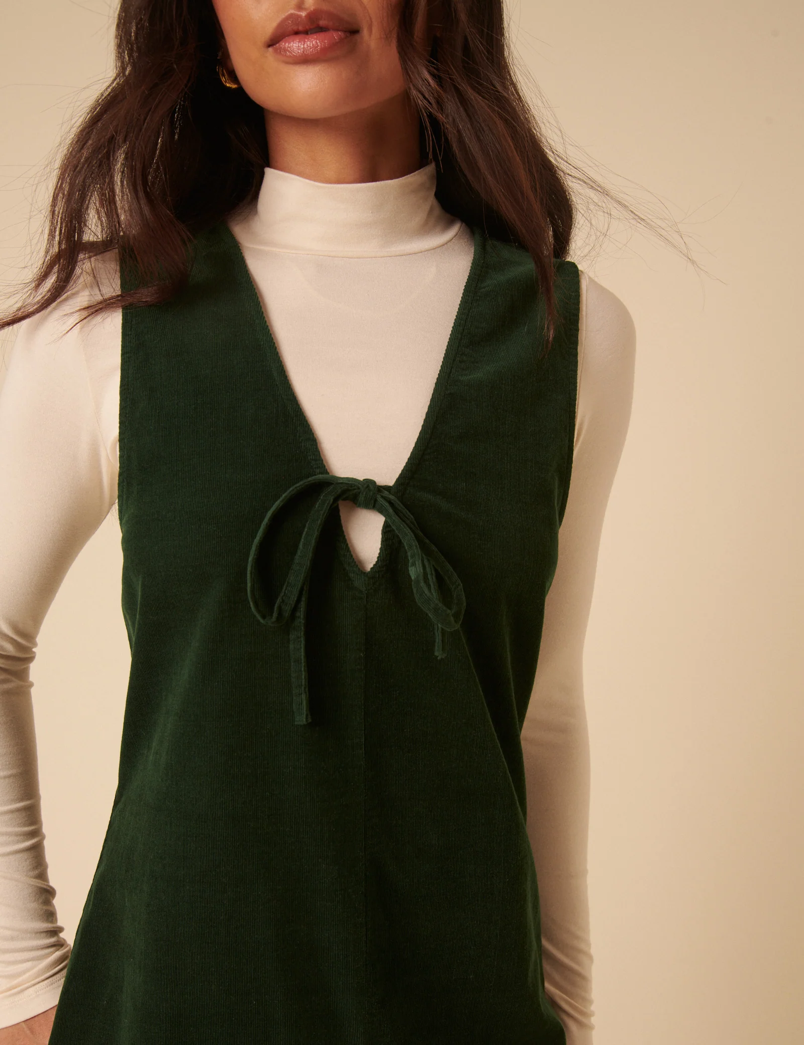 Forest Green Nila Pinafore Mini Dress - Image 4