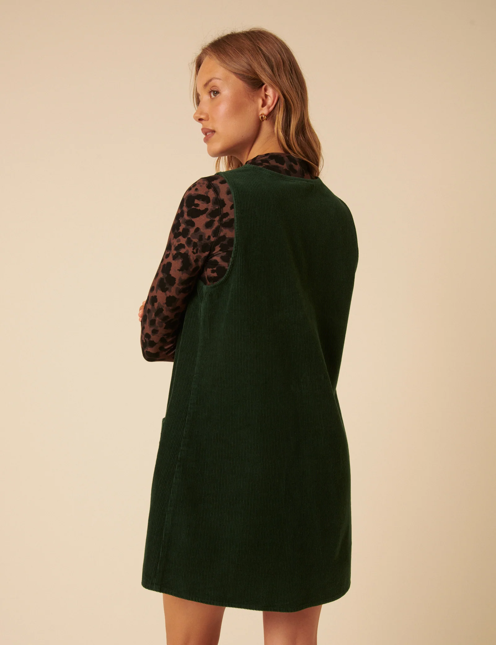 Forest Green Piper Pinafore Mini Dress - Image 5