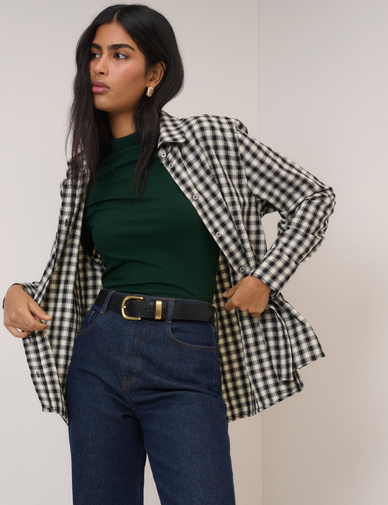 Forest Green Ribbed High Neck Long Sleeve Top - Image 4