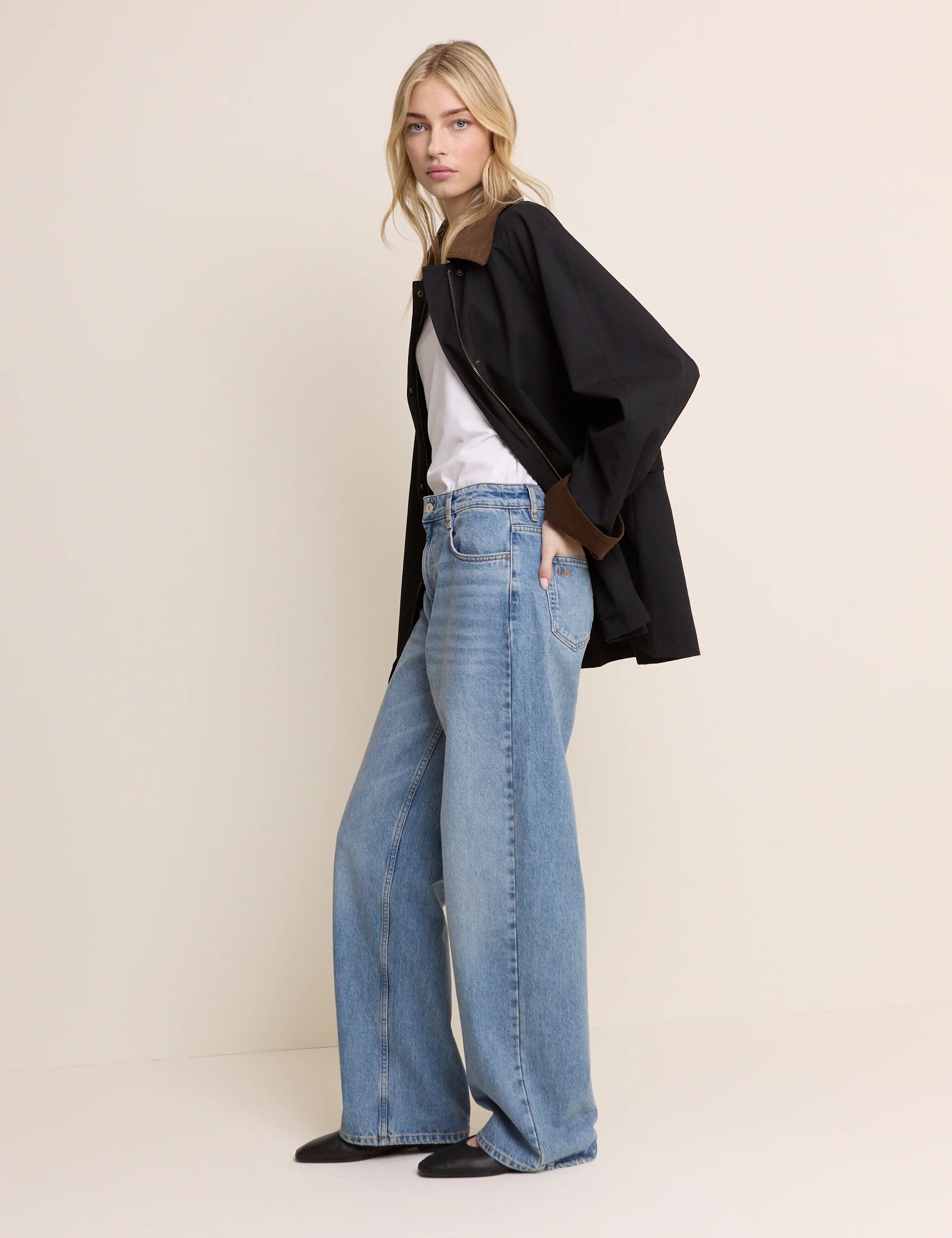 Dark Navy Cord Detail Barn Jacket - Image 4