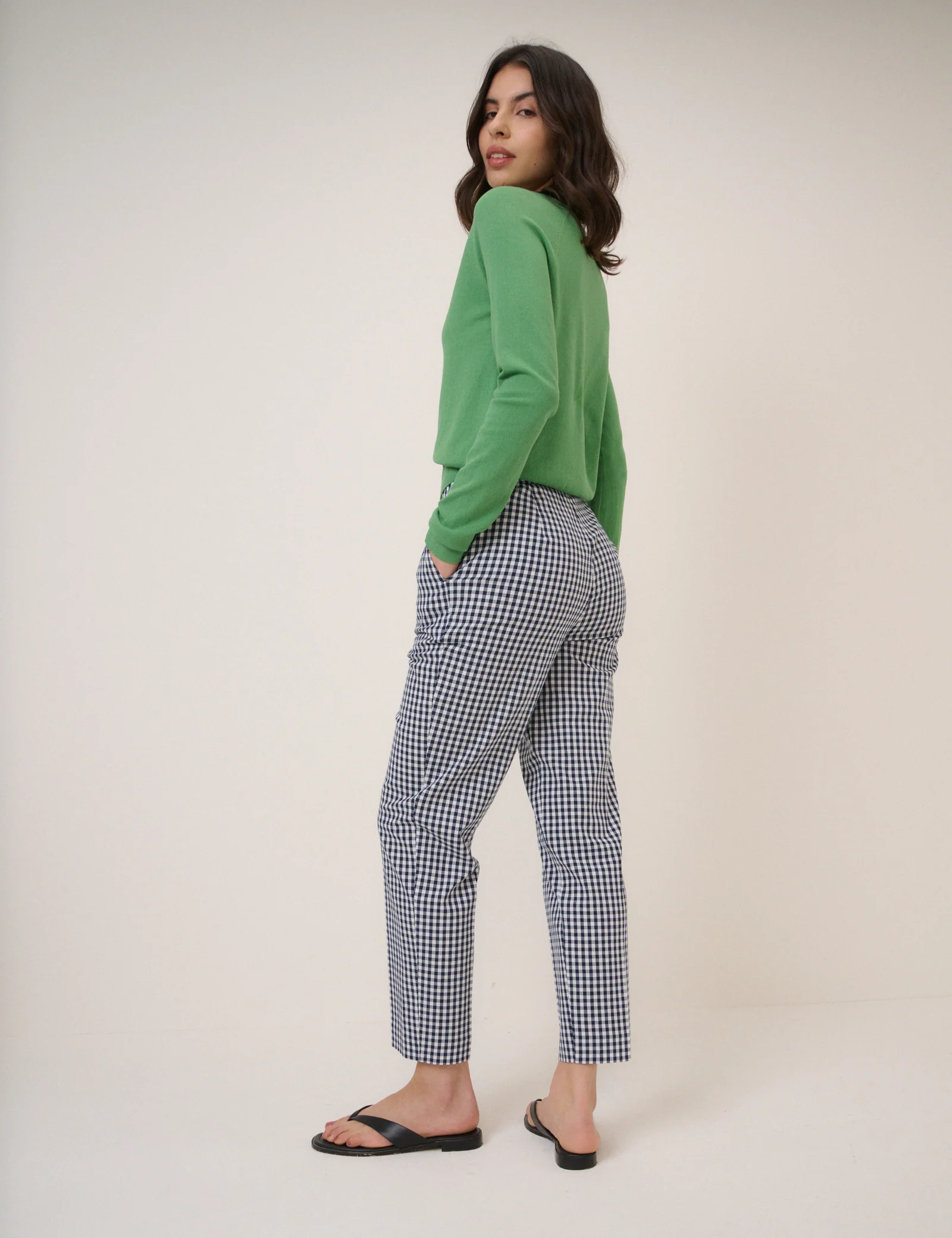 Blue Gingham Cigarette Trousers - Image 6