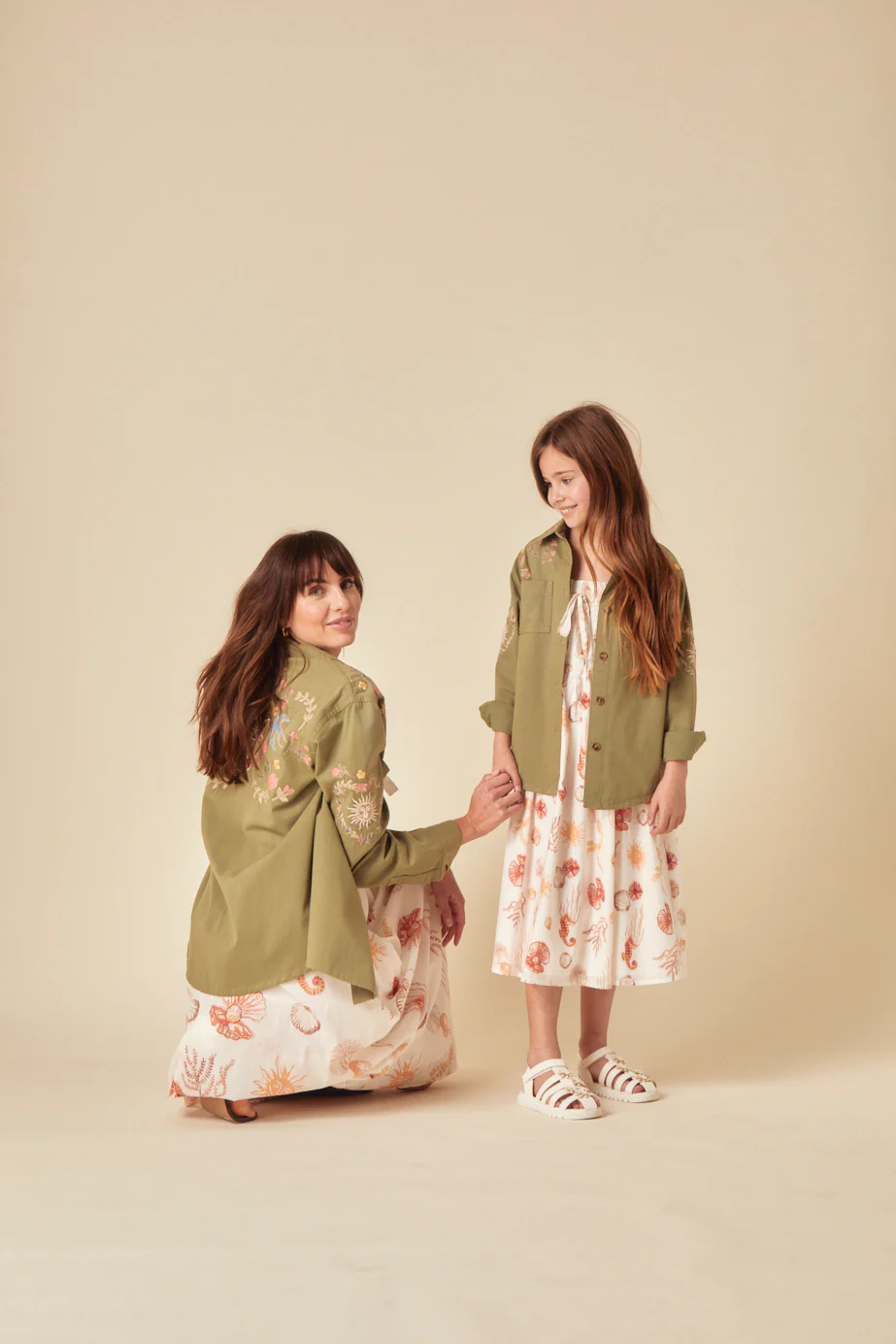 Girls Green Denim Embroidered Shacket - Image 5