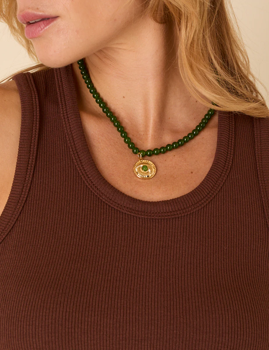 Gold Plated Beaded Coin Necklace - Image 3