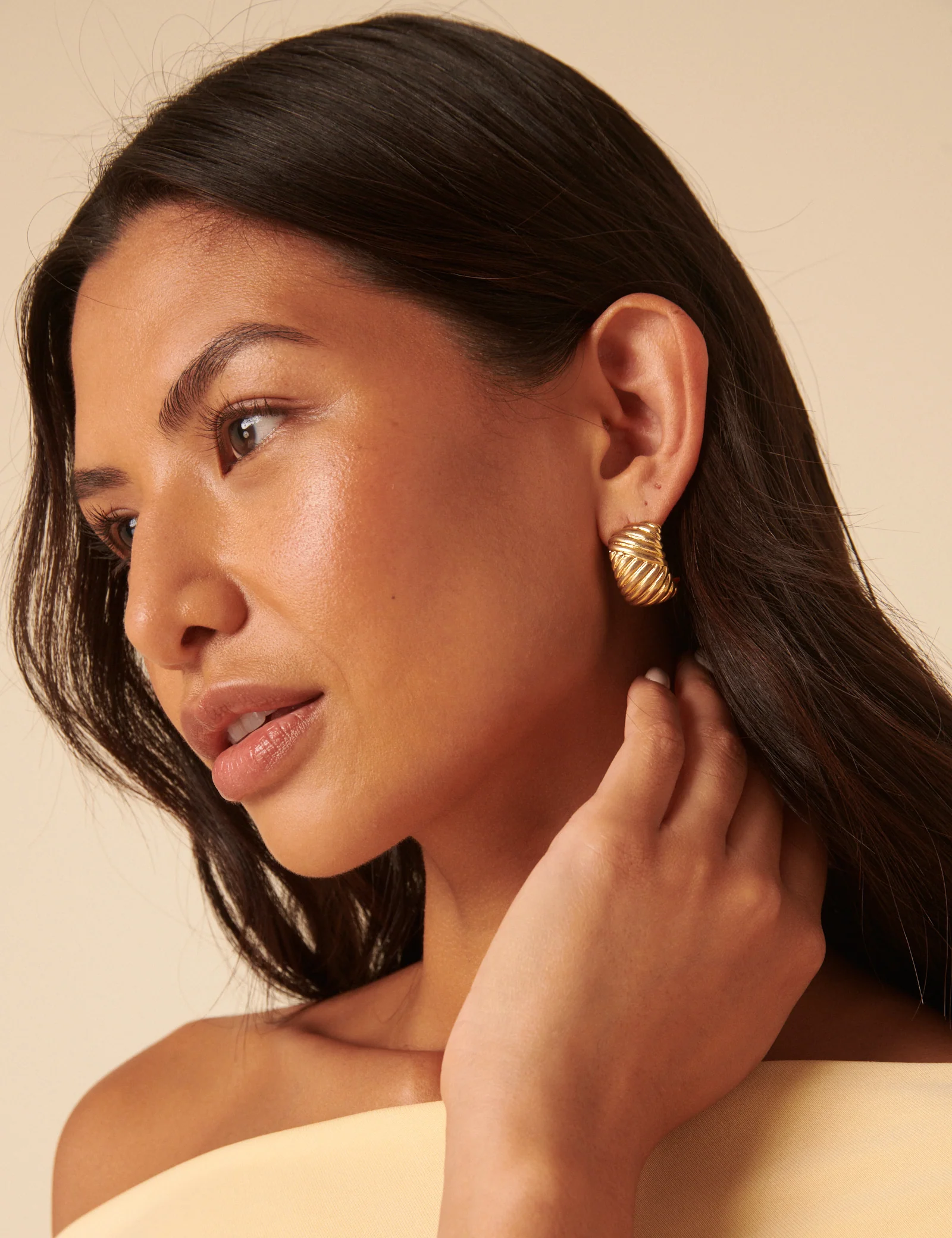 Gold Chunky Hoop Earrings - Image 5
