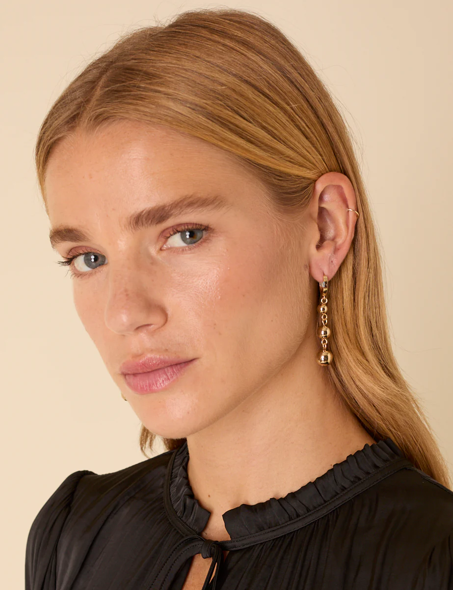 Gold Plated Orb Drop Earrings - Image 2