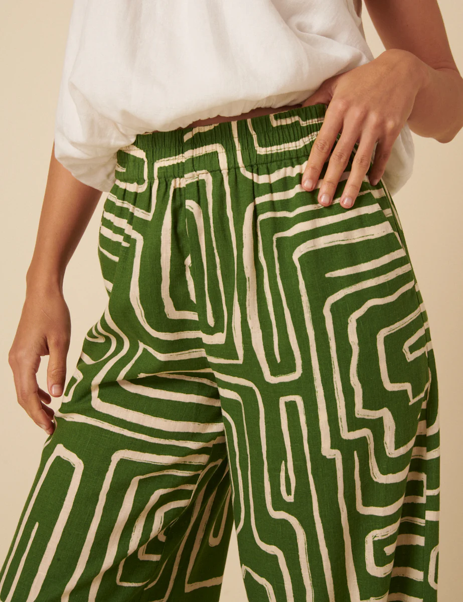 Green Abstract Print Misha Trousers - Image 2