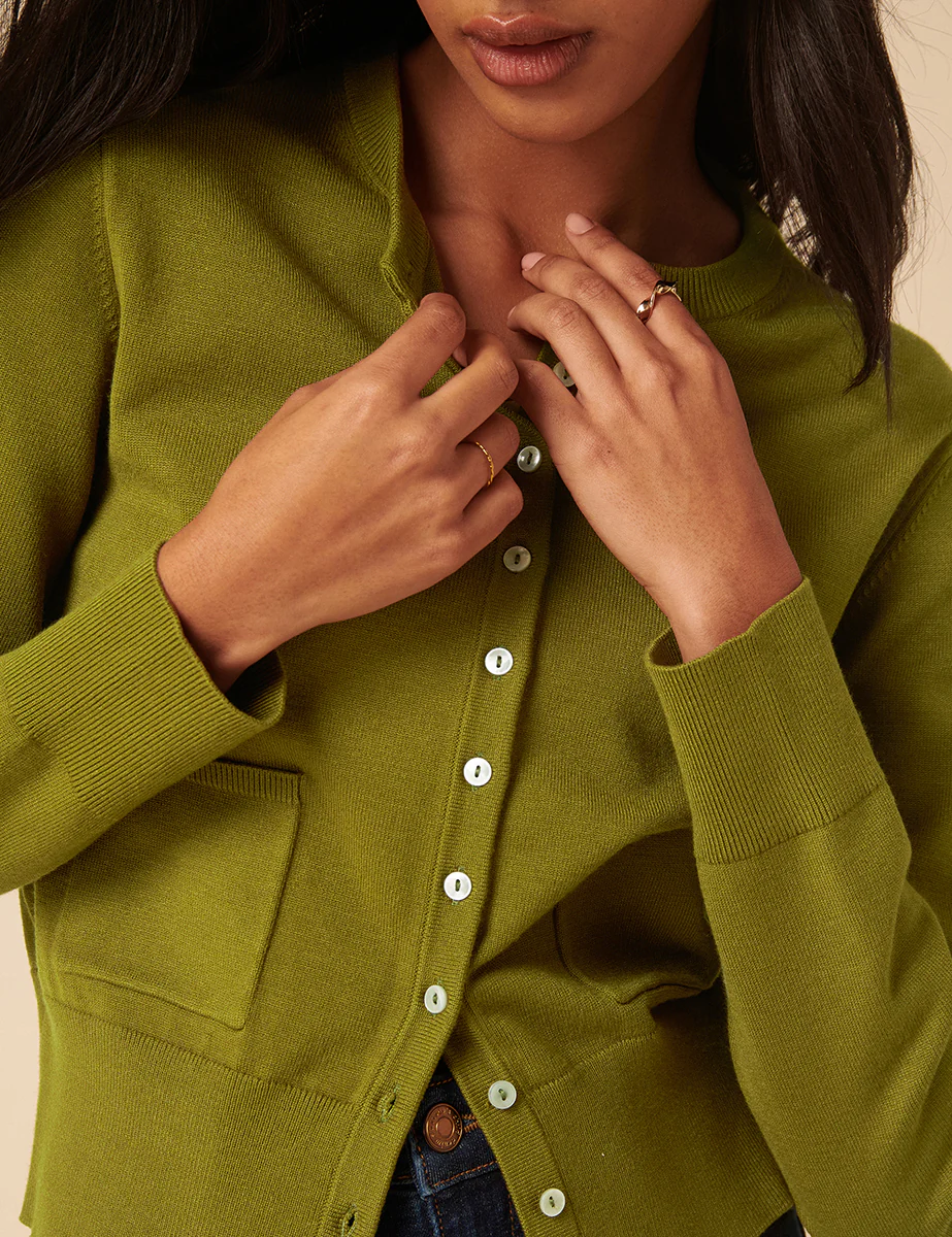 Green Crew Neck Cardigan - Image 4
