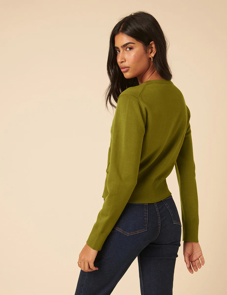 Green Crew Neck Cardigan - Image 5