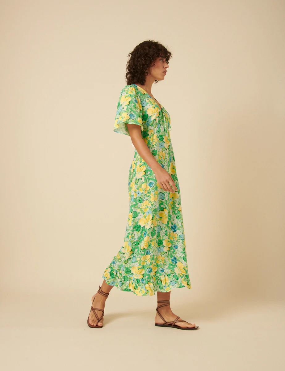 Green Floral Dalia Midi Tea Dress - Image 4