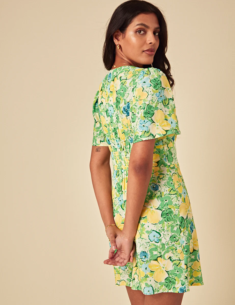 Green Floral Alexa Mini Dress - Image 3